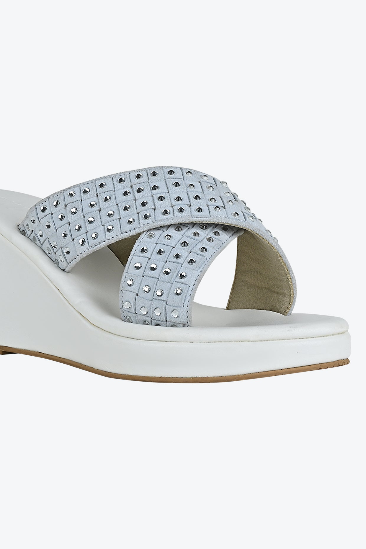 White Crystal Wedge For Women