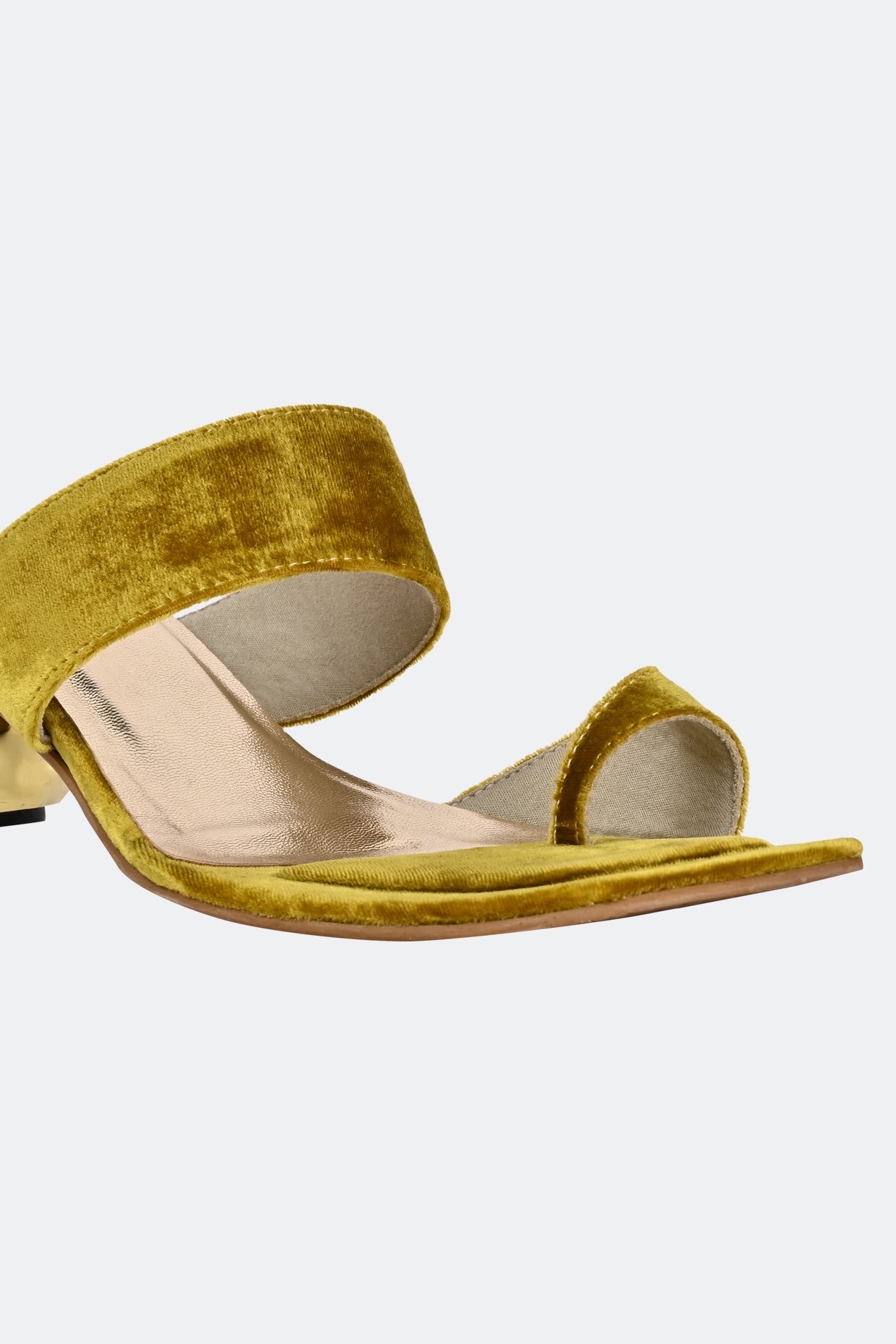 Dahlia Gold Velvet Heels For Women