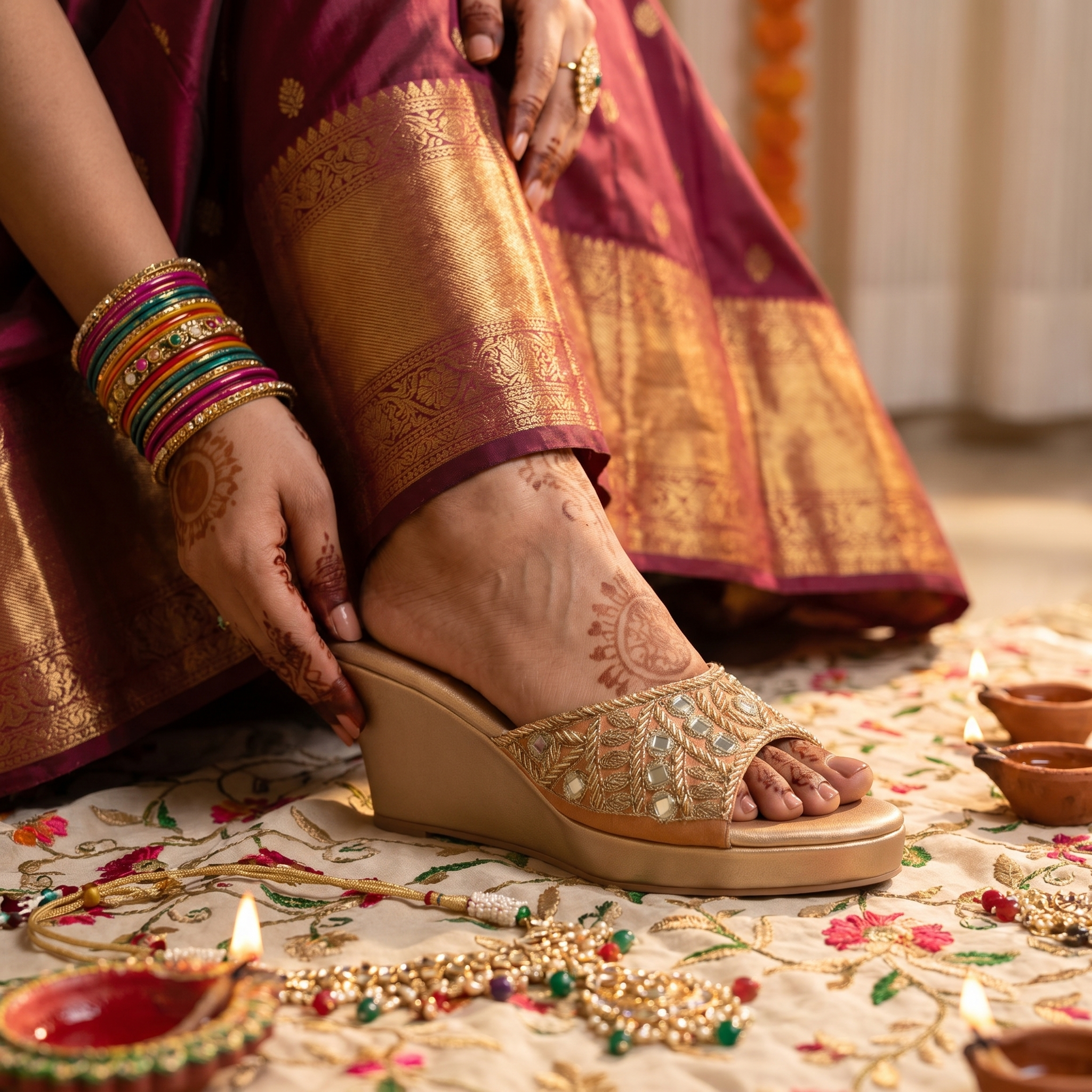 Aayna Gold Wedges For Women