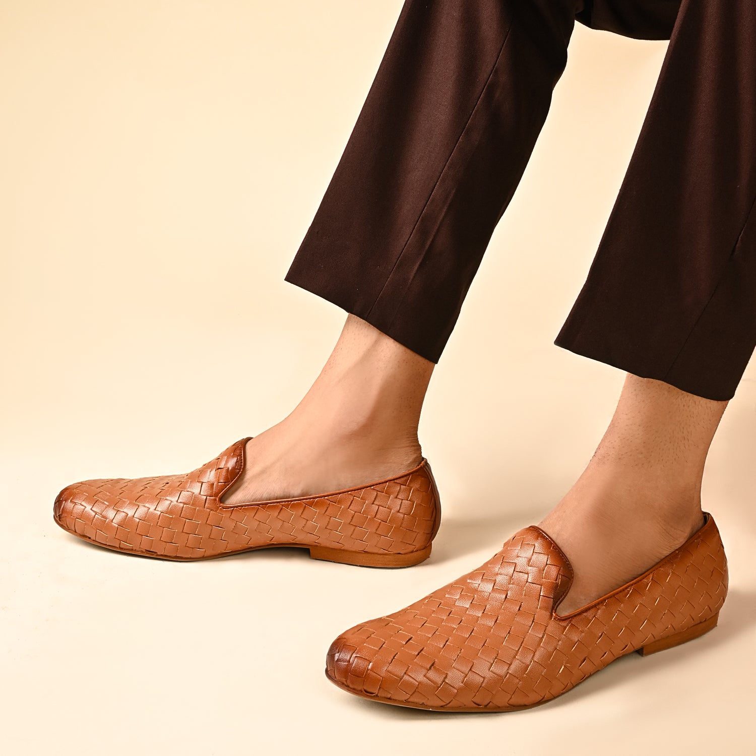 Alfie Tan Weave Loafers For Men