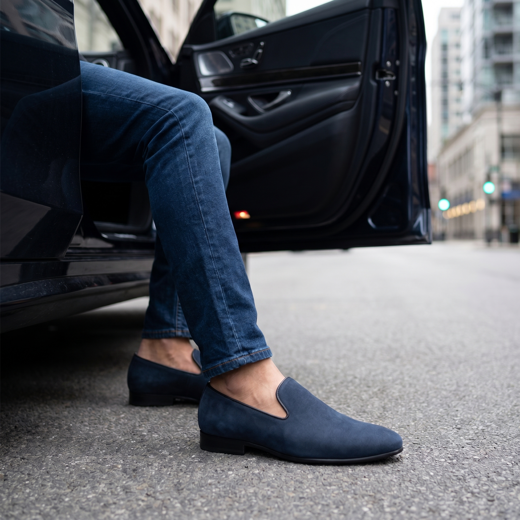 Alfie Blue Suede Loafers For Men