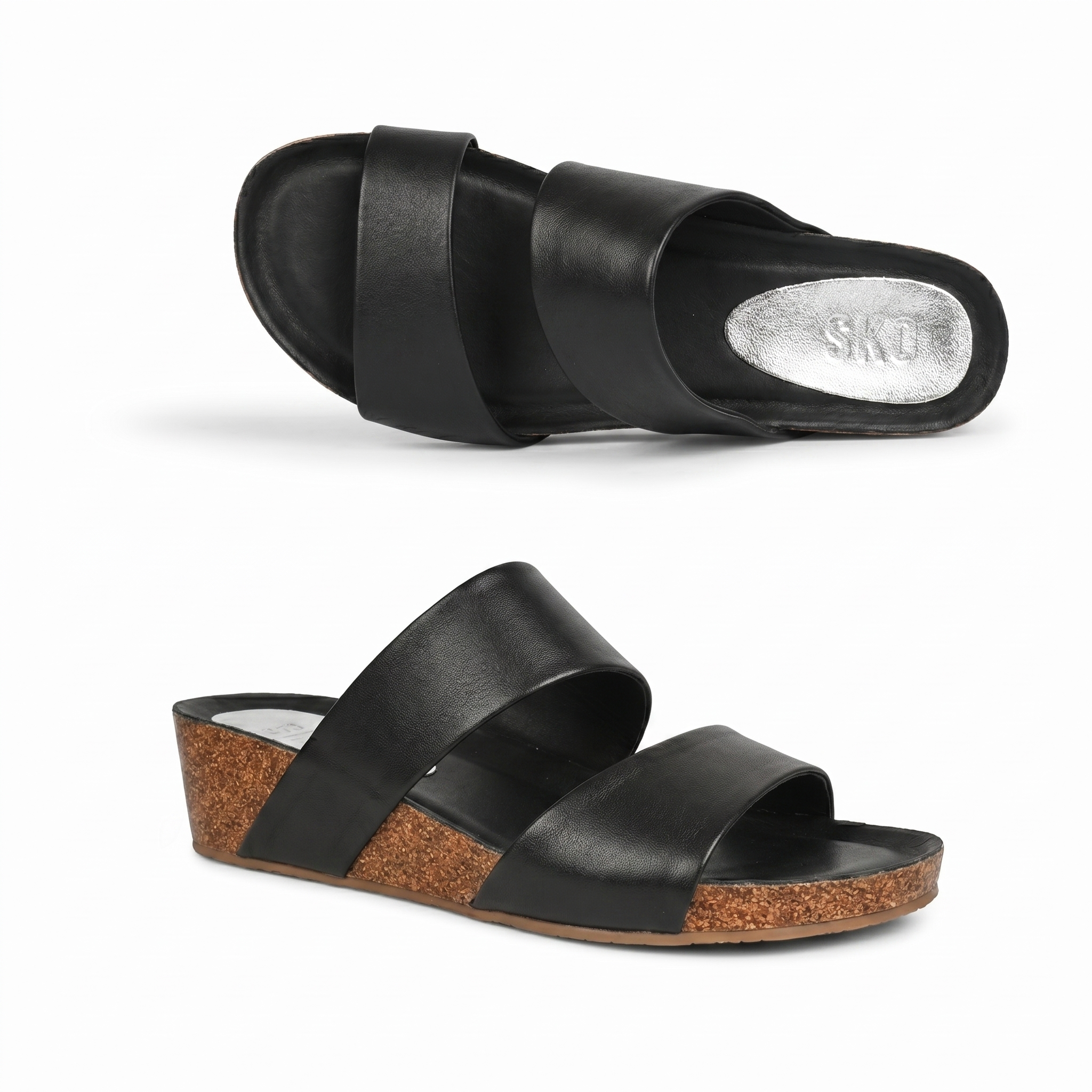 Alicante Cork Wedges in Black for Women