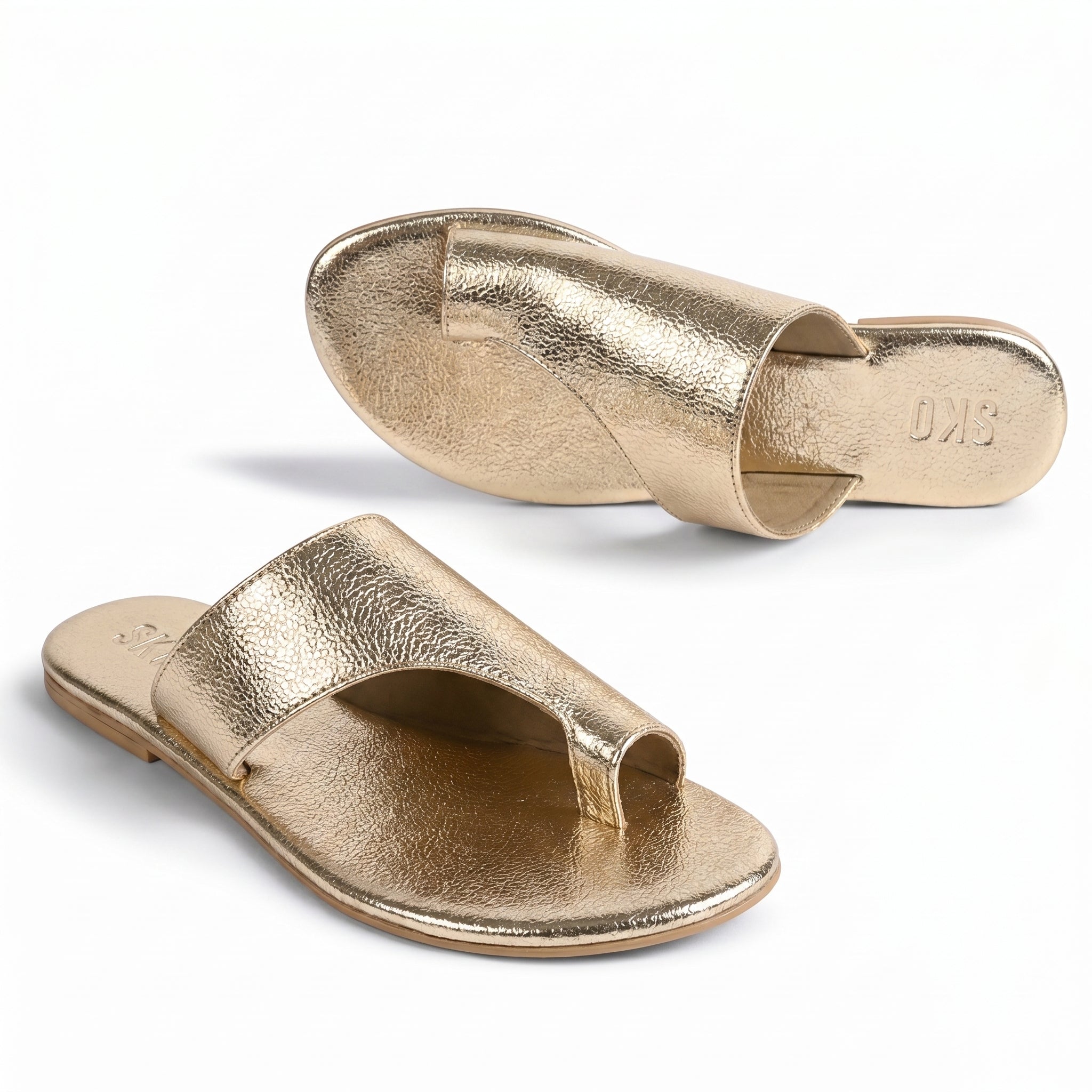 Amalfi Flat Sandals in Gold
