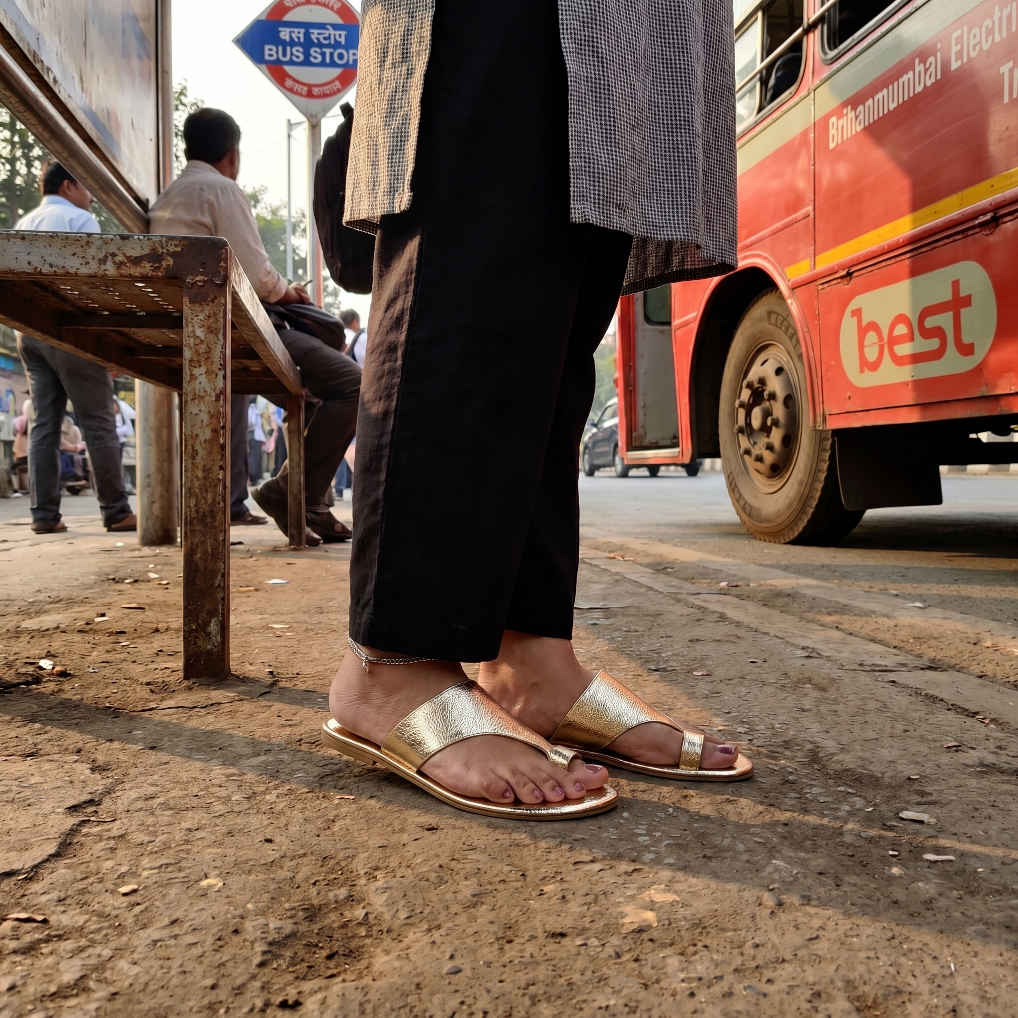 Amalfi Flat Sandals in Gold