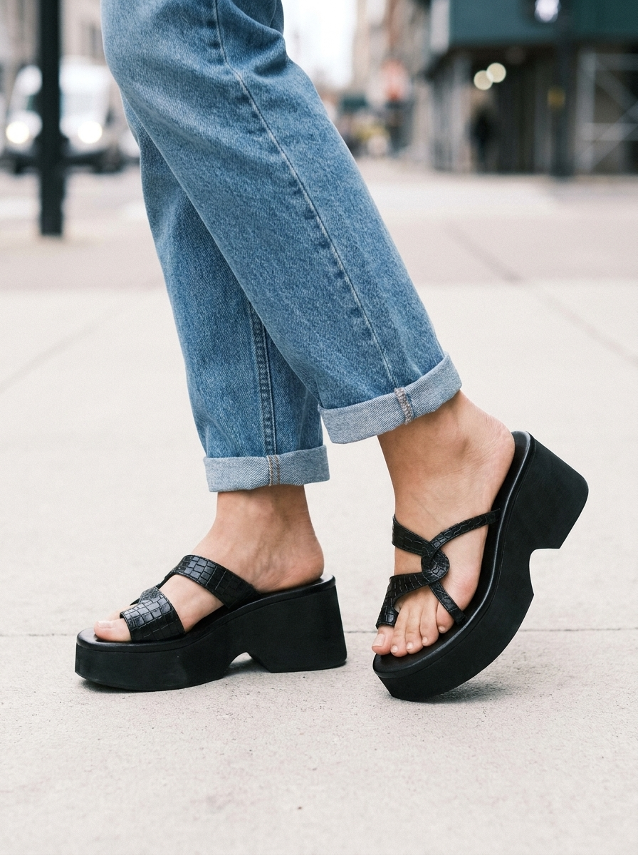 Bolzano Black Platform Sandals