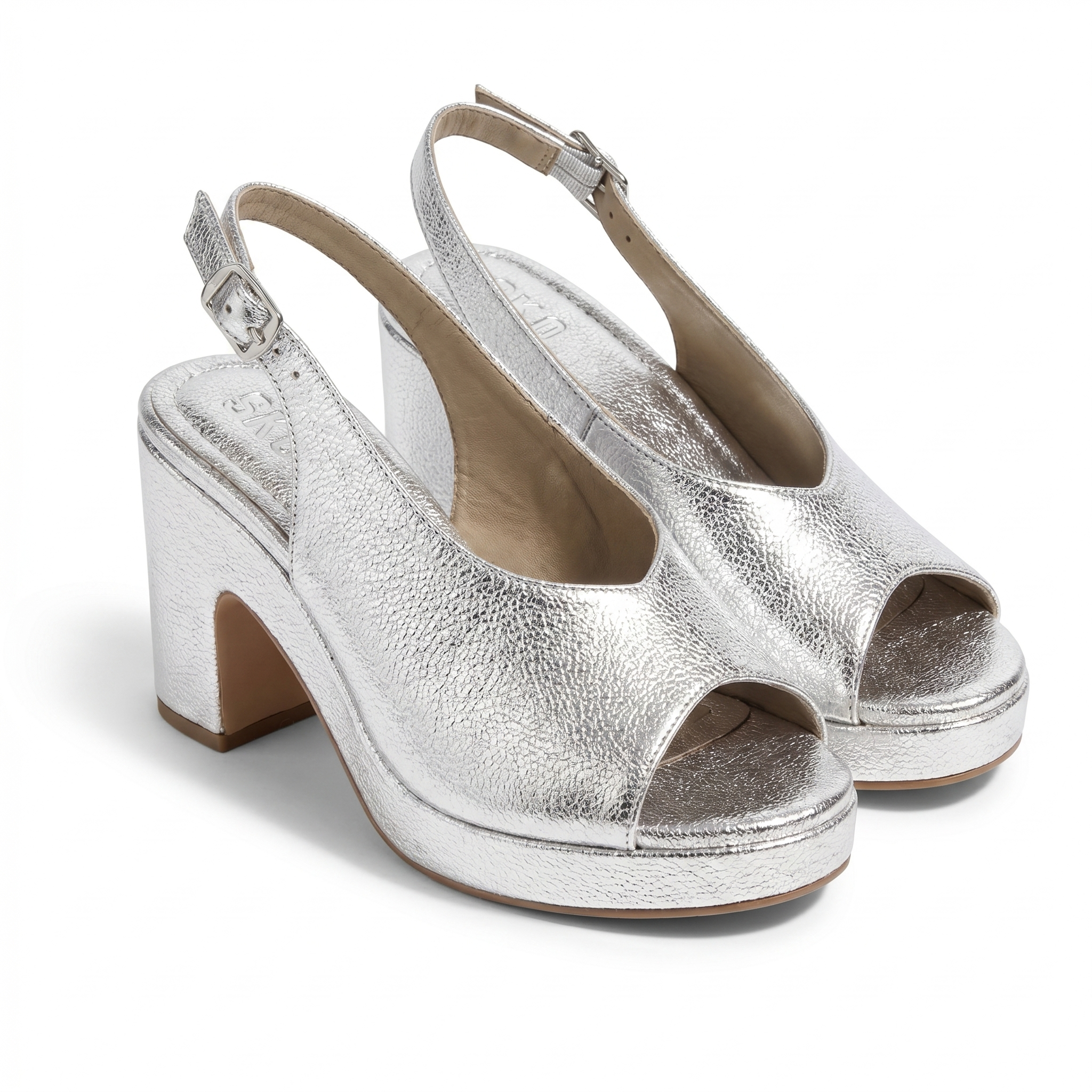 Chloe Silver Platform Heels For Women