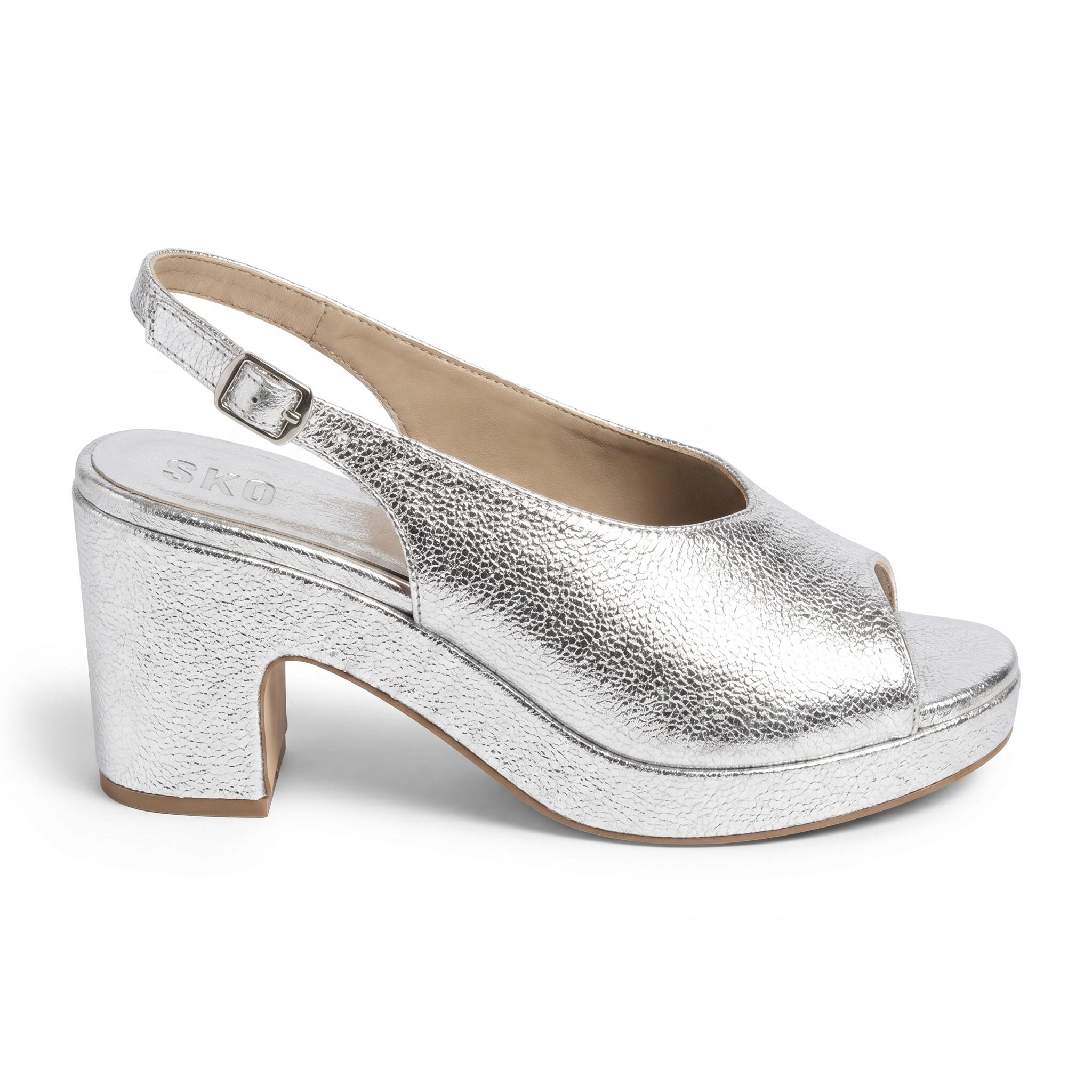 Chloe Silver Platform Heels For Women