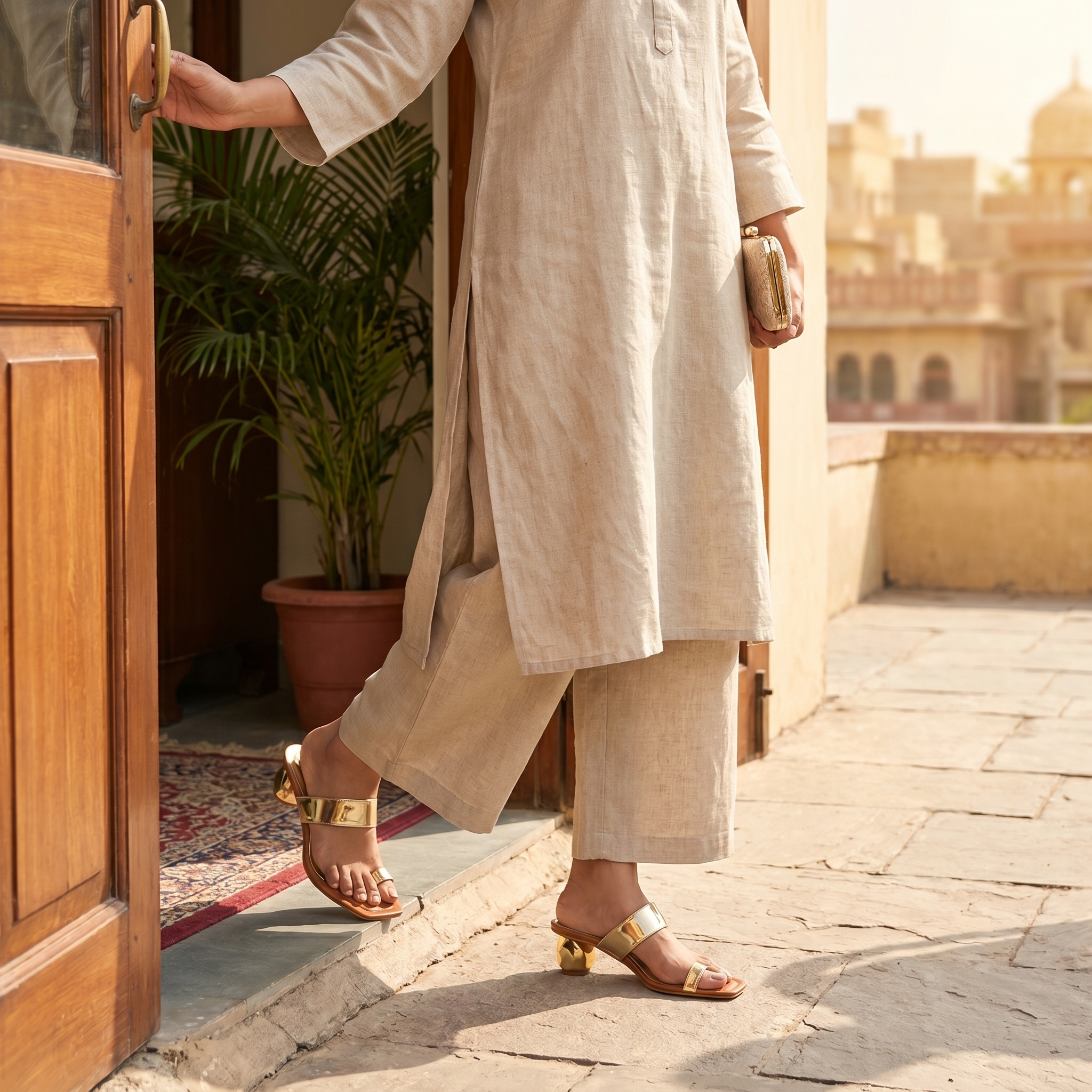 Dahlia Gold Heels For Women