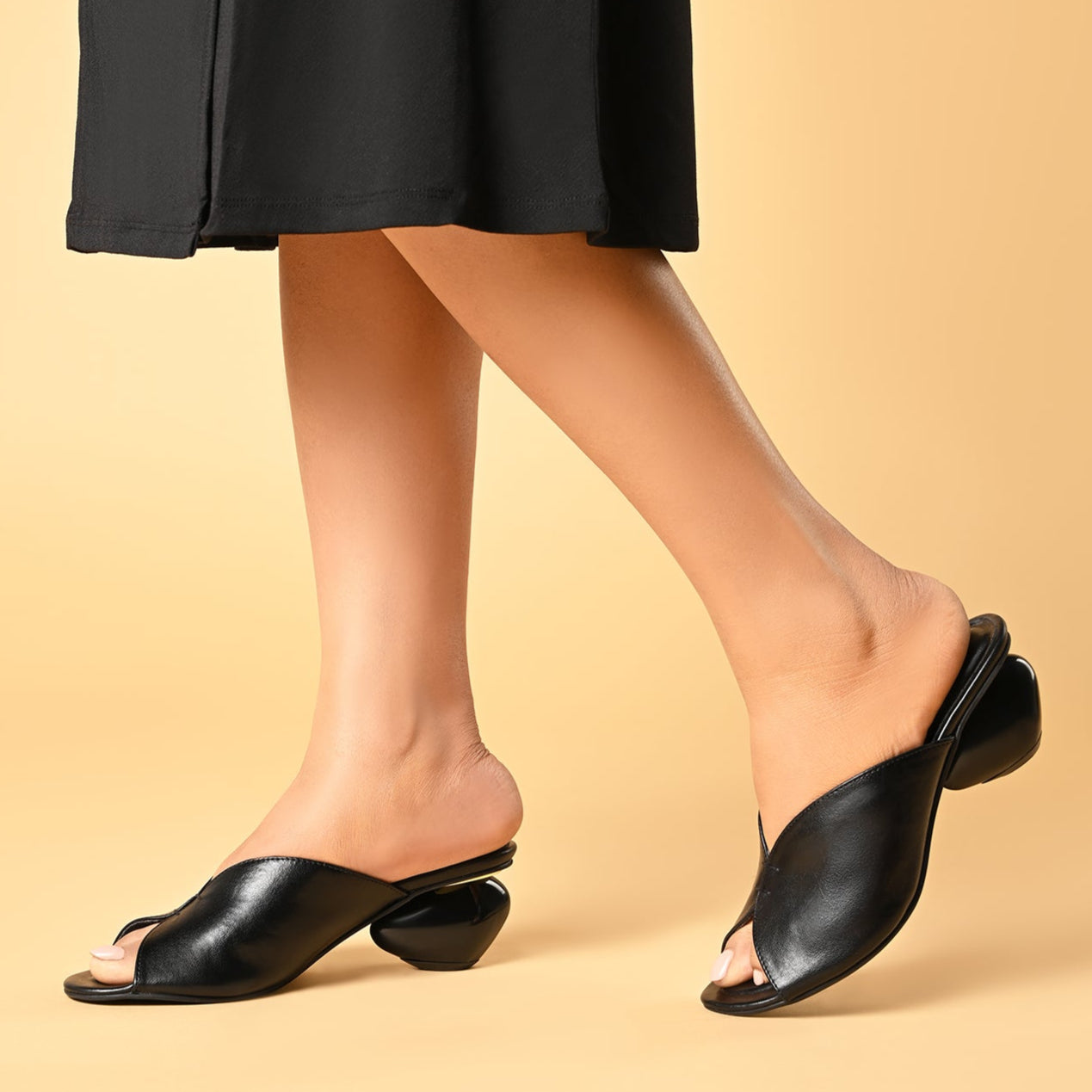 Driblet Black Heels For Women