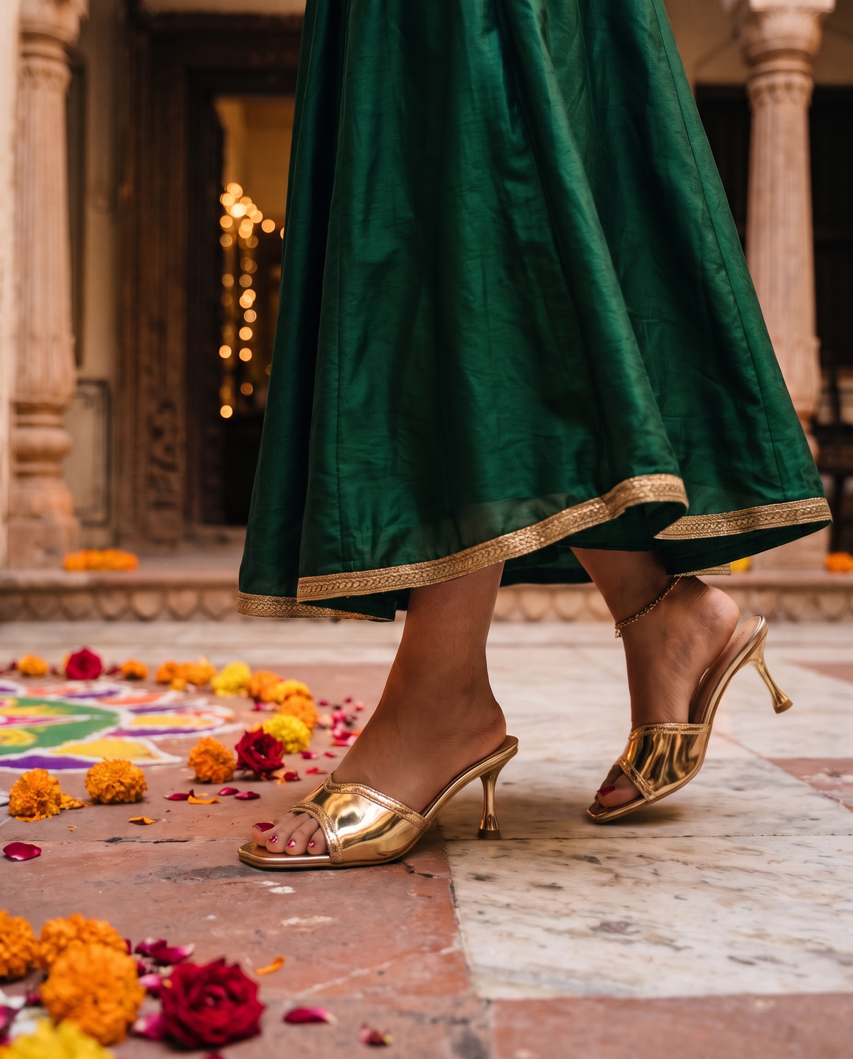 Eve in Gold Patent Heels