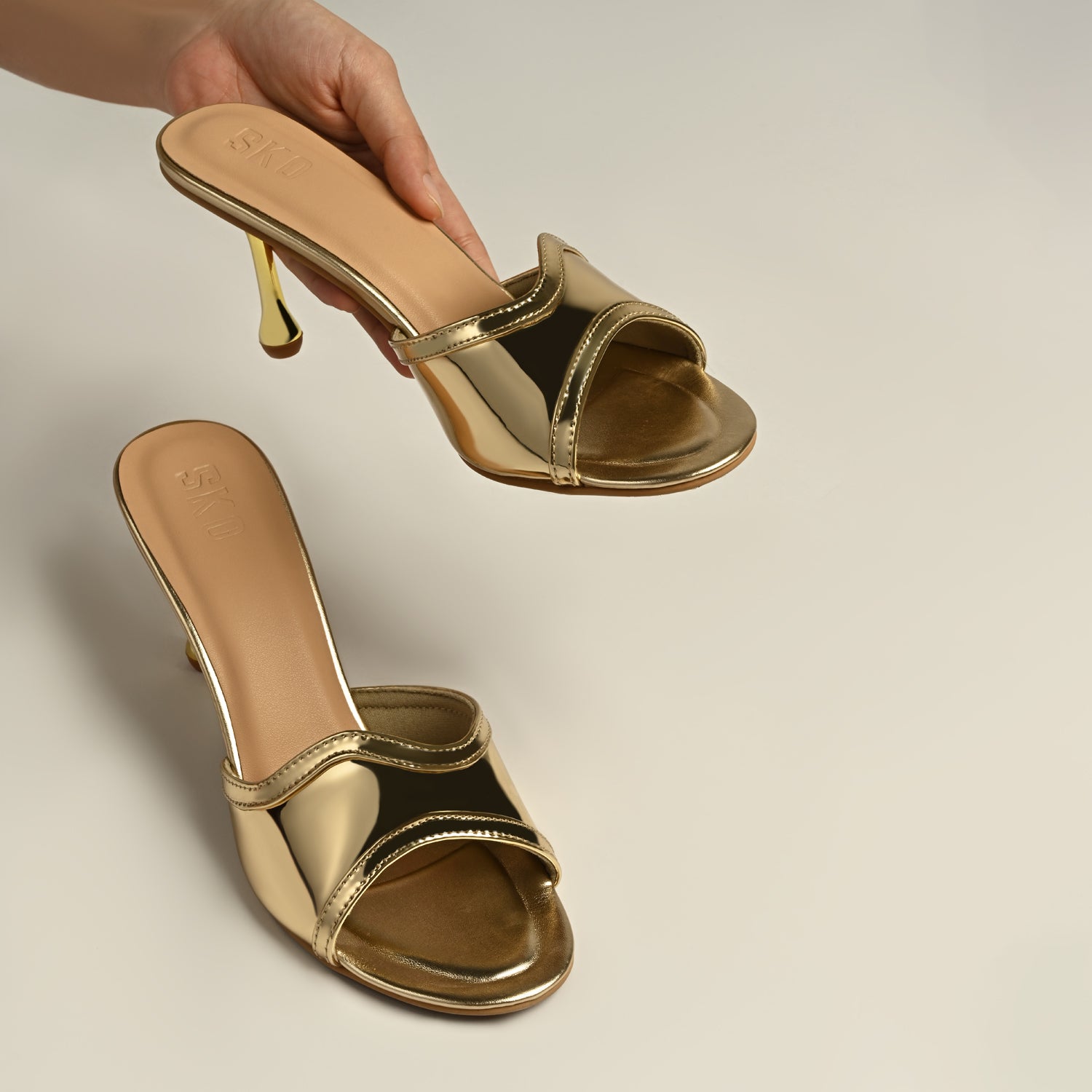 Eve in Gold Patent Heels for Women