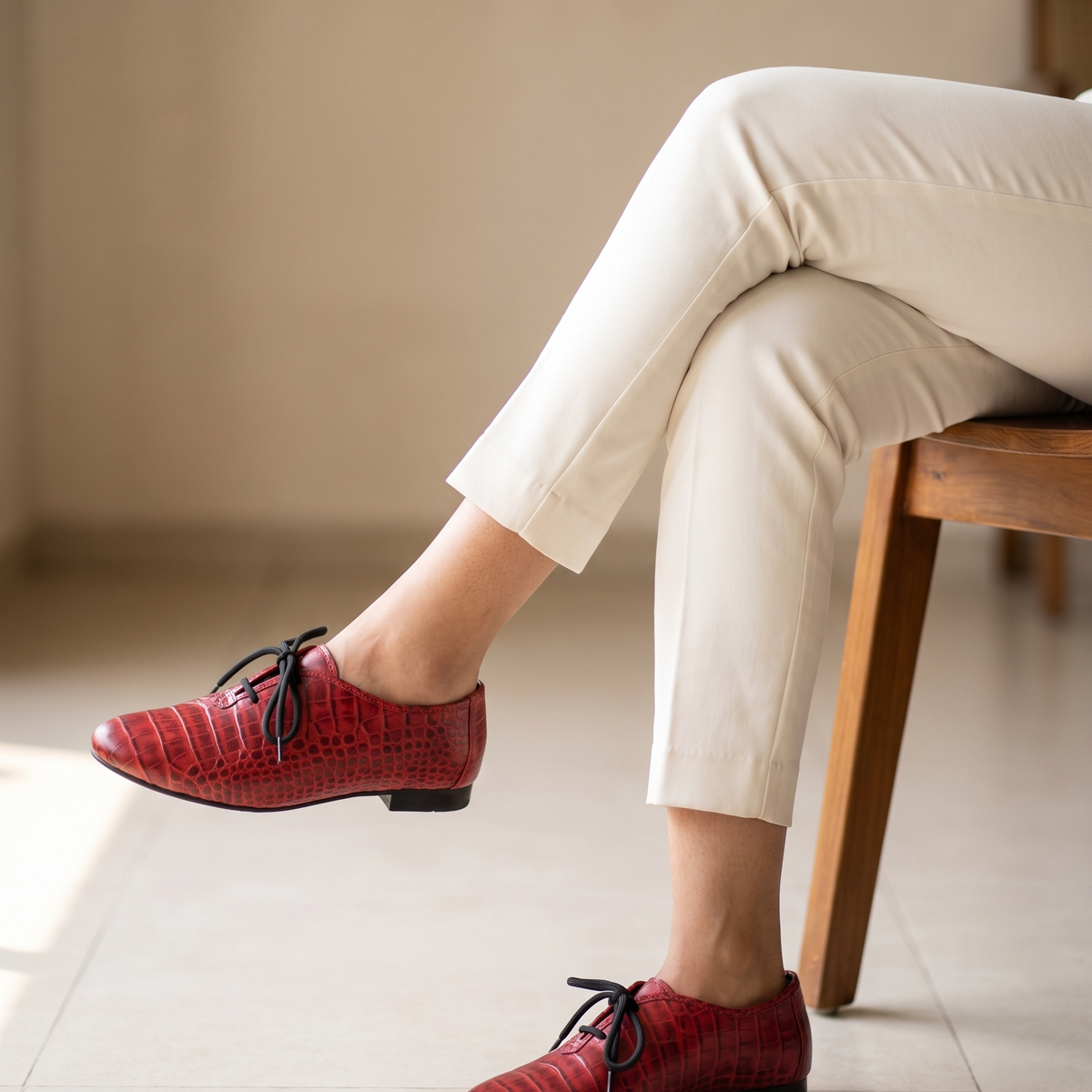 Freya in Red Derby Shoes