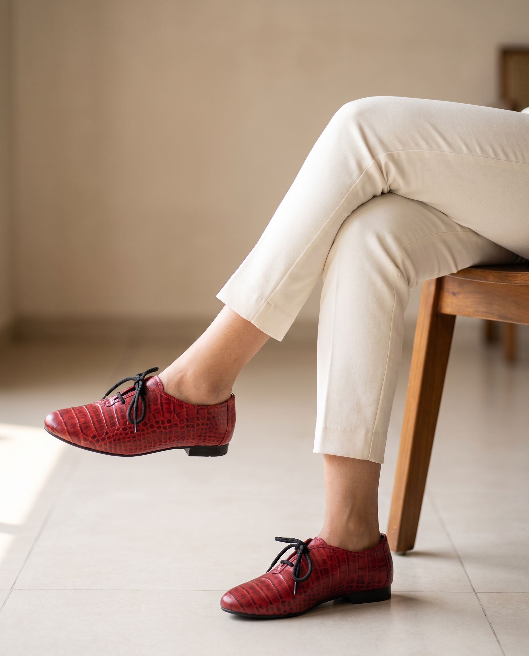 Freya in Red Derby Shoes