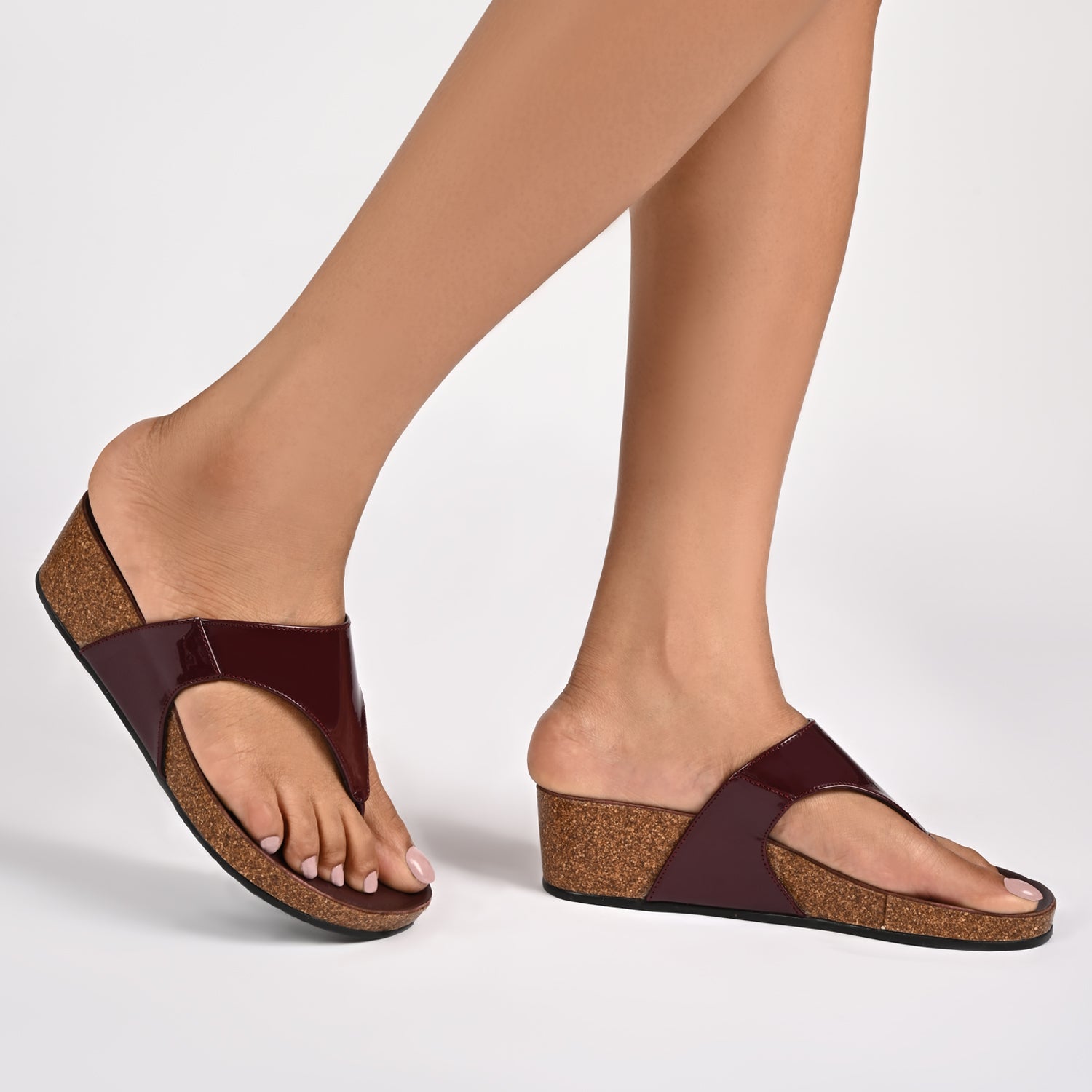 MarbellaX Cork Wedges in Maroon for Women