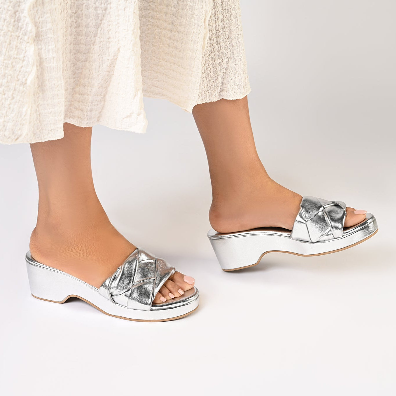 Messina Silver Platform Sandals For Women