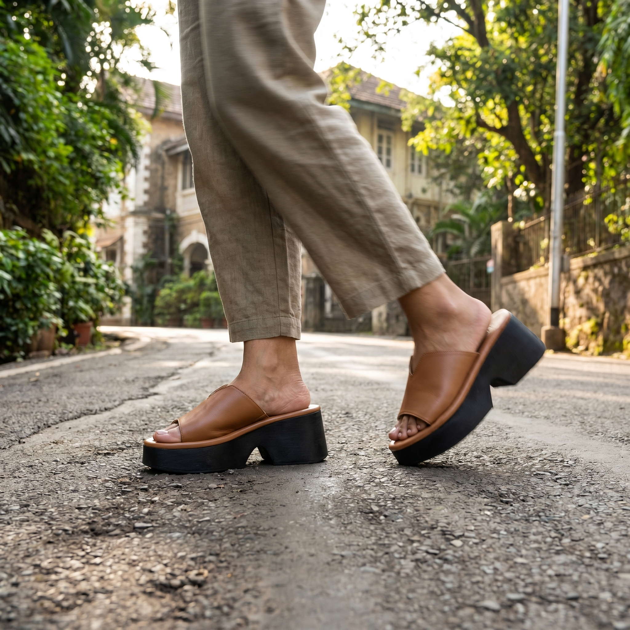 Modena Tan Platform Sandals For Women