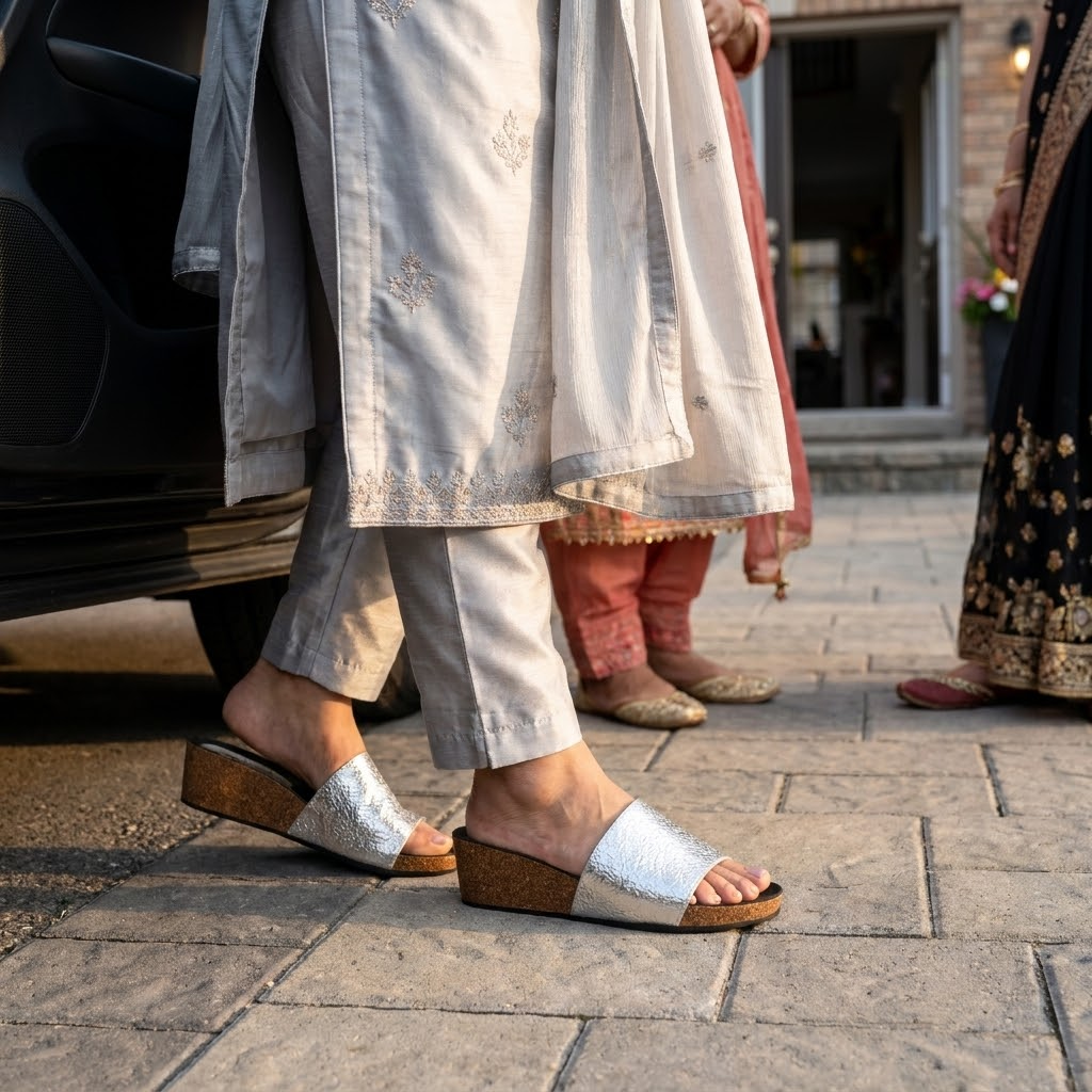 Murcia Cork Wedges in Silver for Women