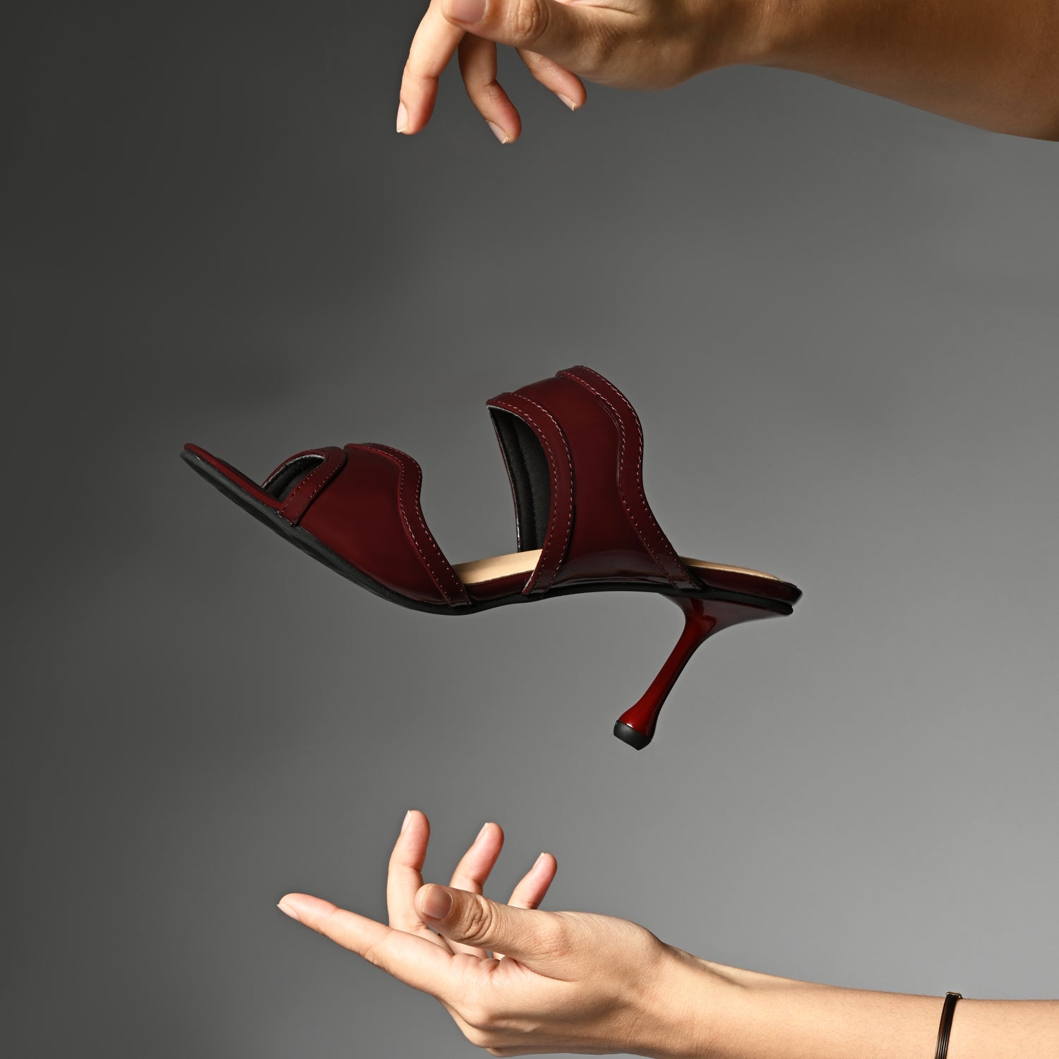 Nora Maroon Patent Heels for Women