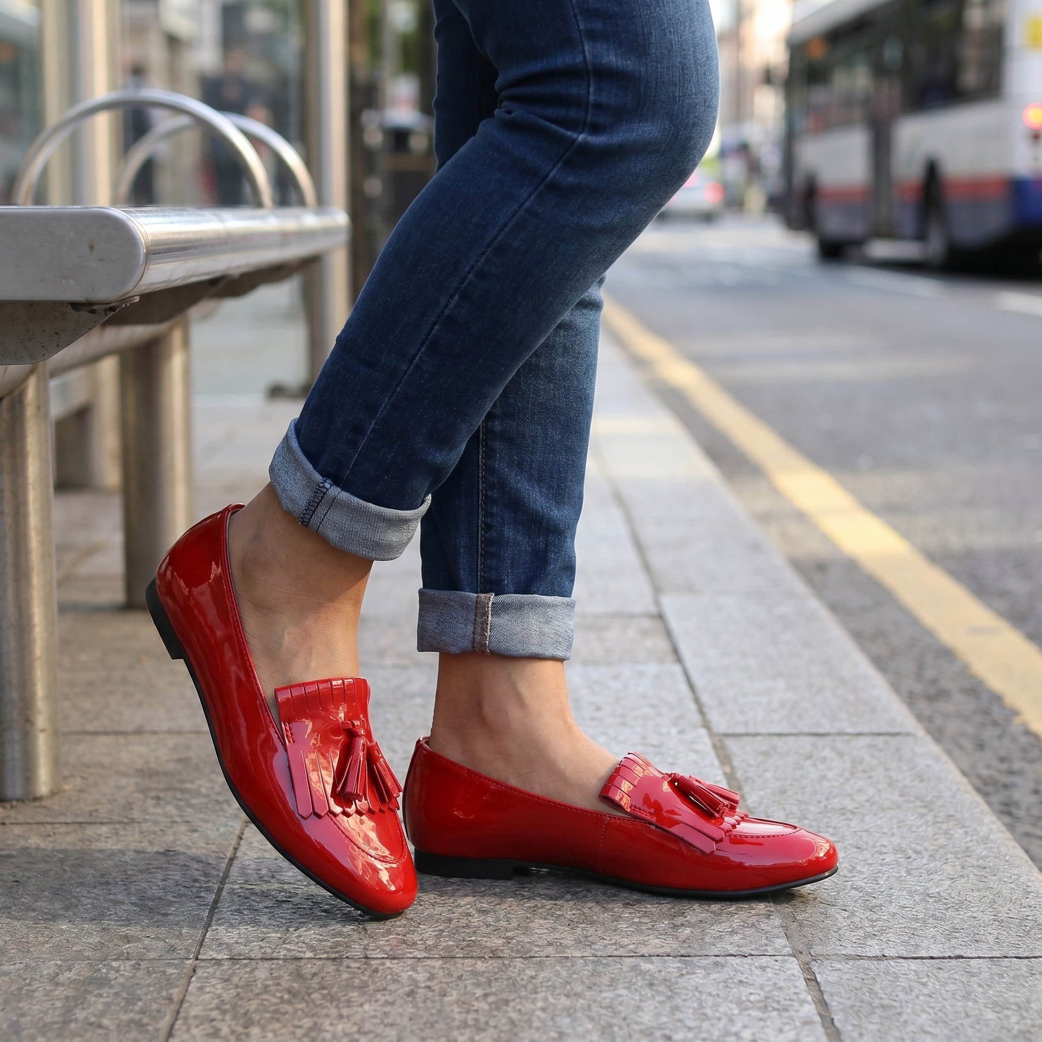 OliviaX Red Loafers For Women