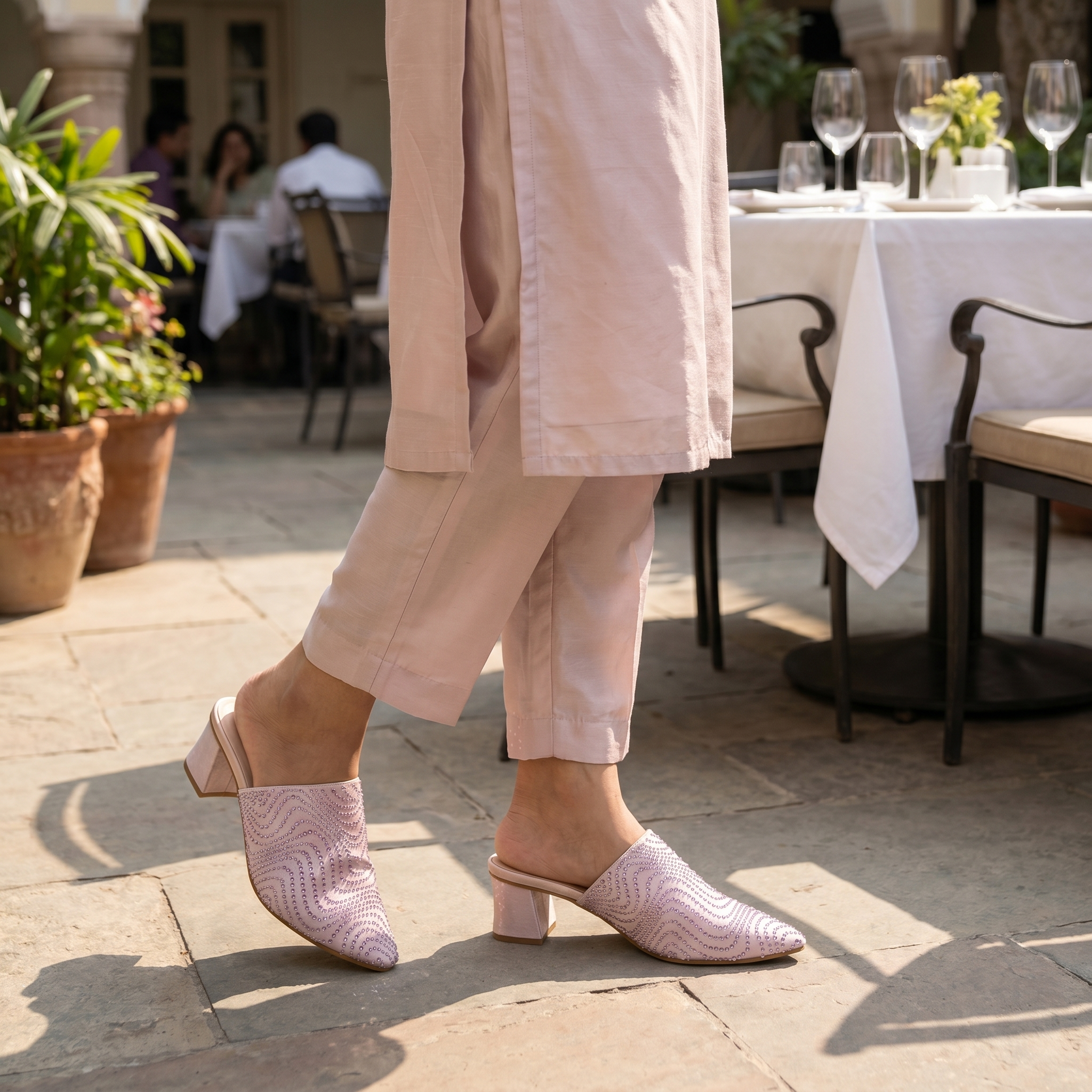 Poppy Light Pink Heels For Women