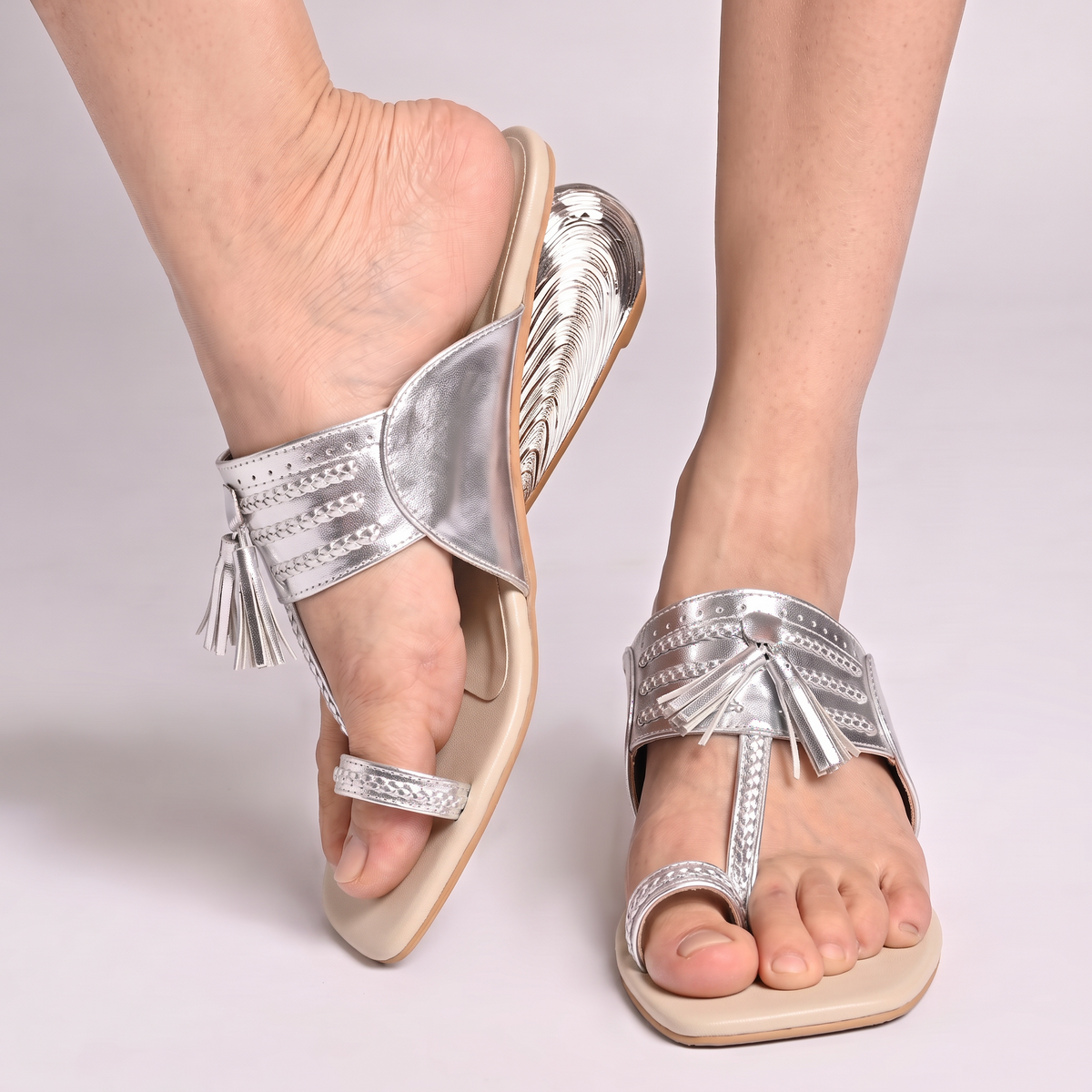 Rashmi Silver Kolhapuris Heels