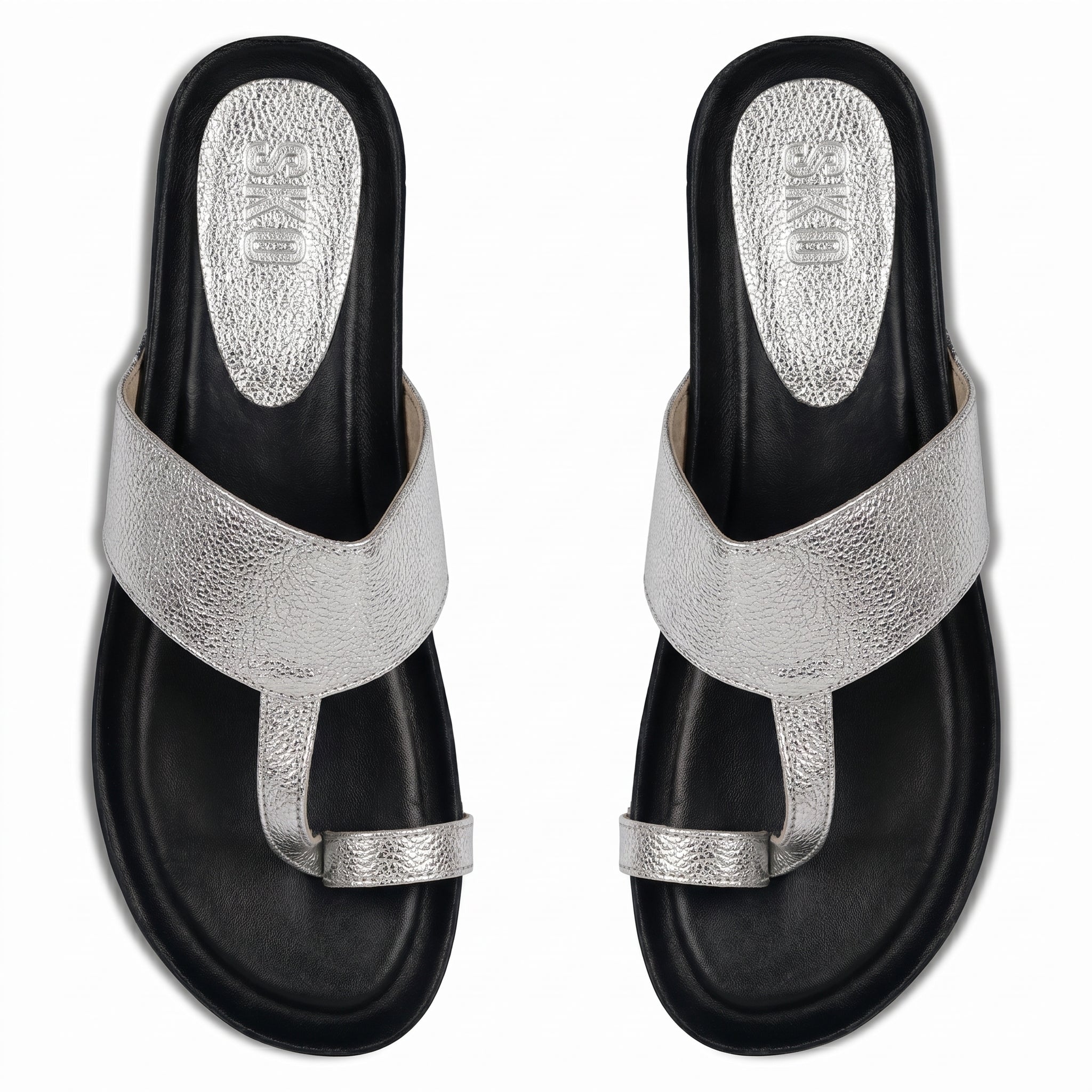 Roja Cork Kolhapuris in Silver for Women