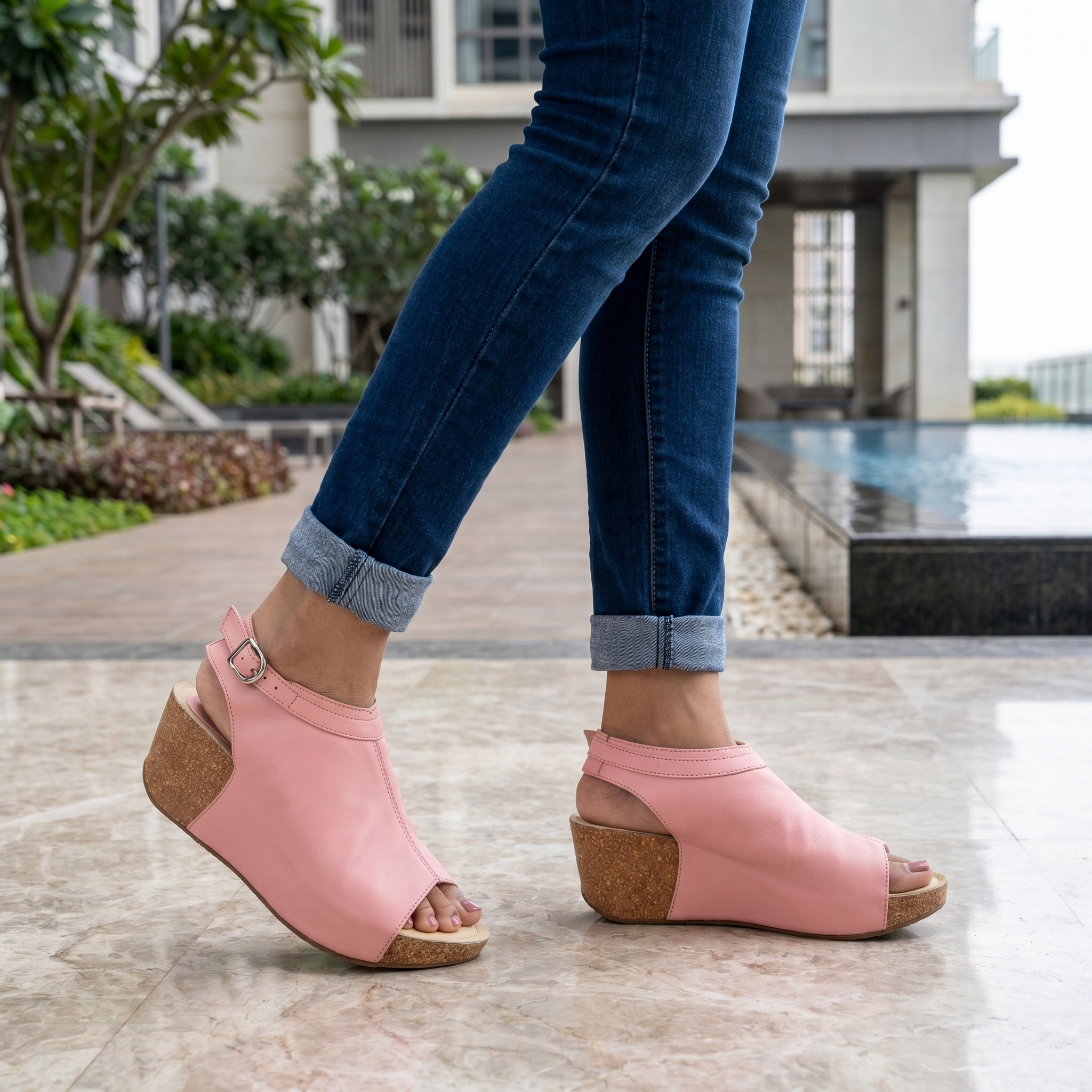 Ronda Cork Wedges in Pink for Women