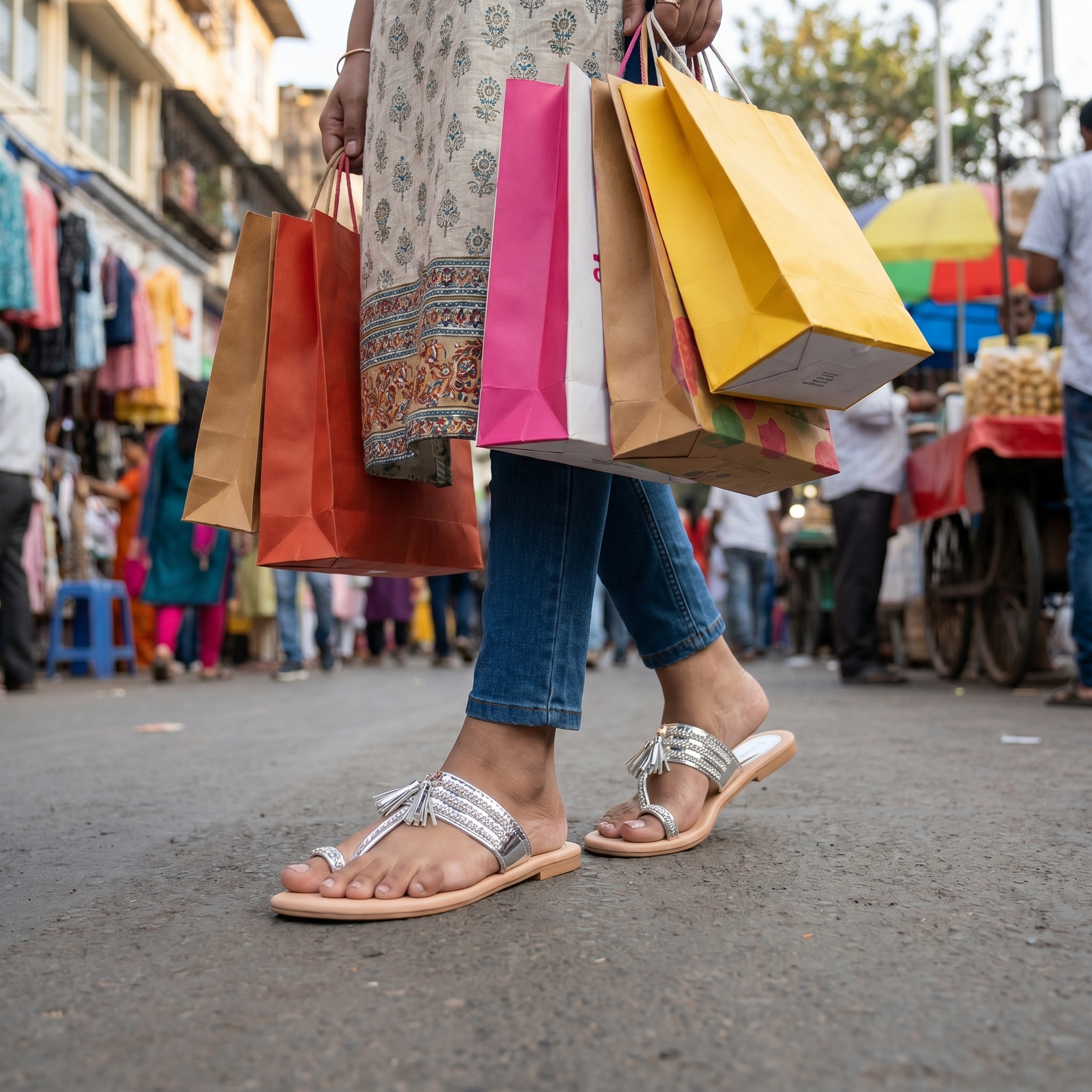 Reflective Silver Kolhapuri Sandal