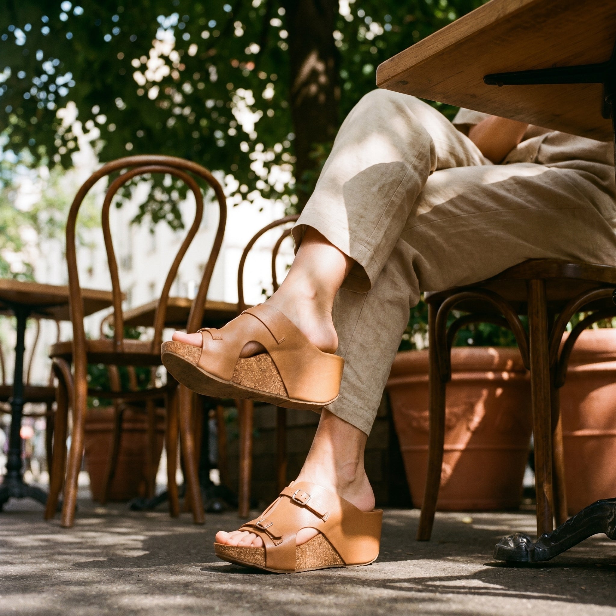 Seville Cork Wedges in Tan for Women