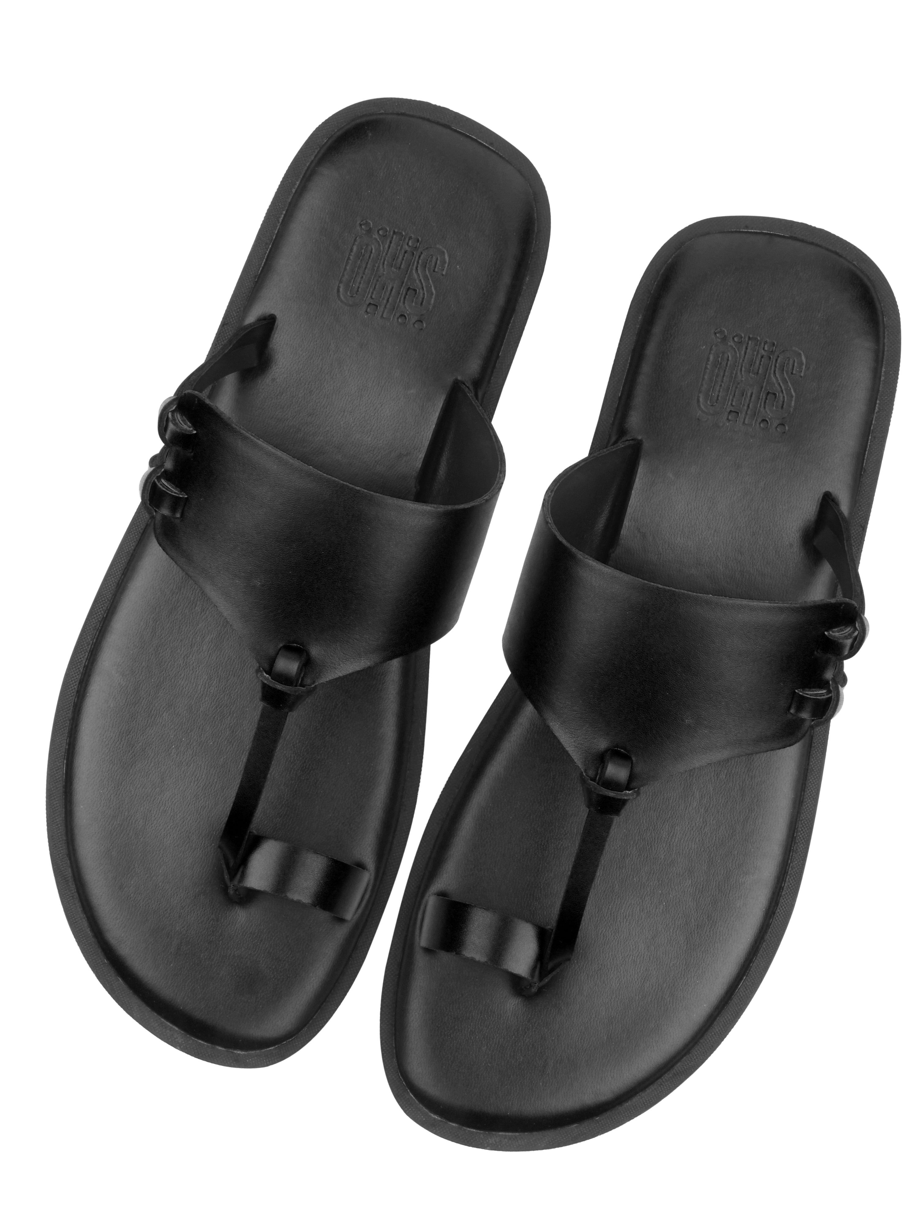 Indy Kolhapuri Slippers For Men in Black