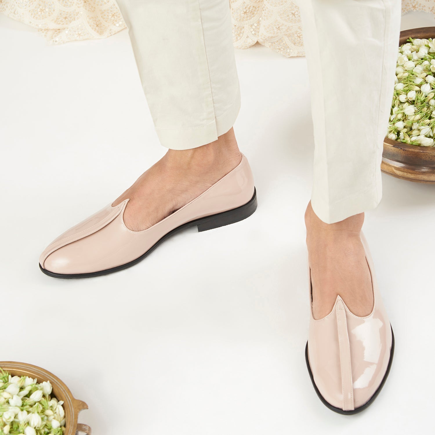 Beige Patent Mojris