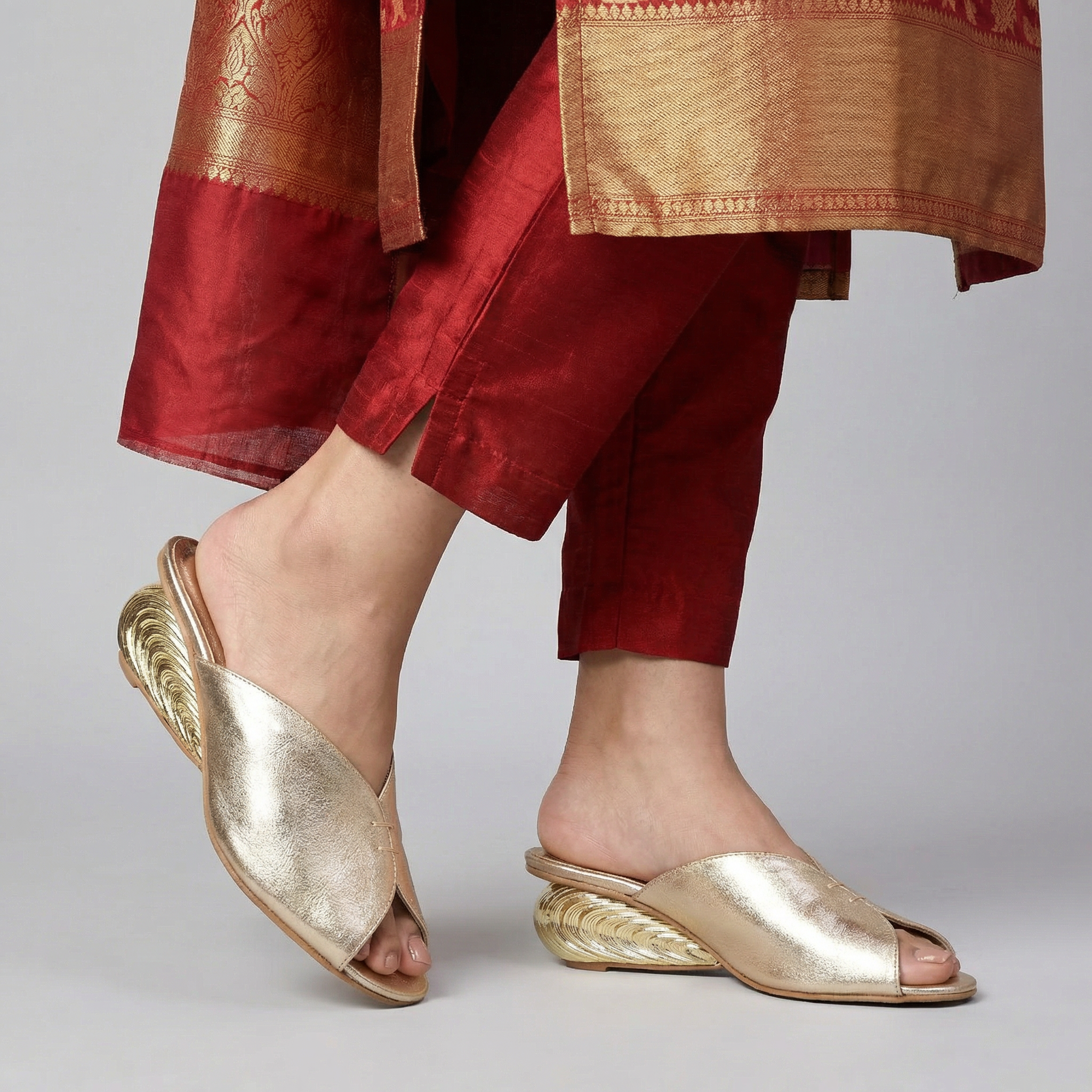 DribletX Gold Heels For Women