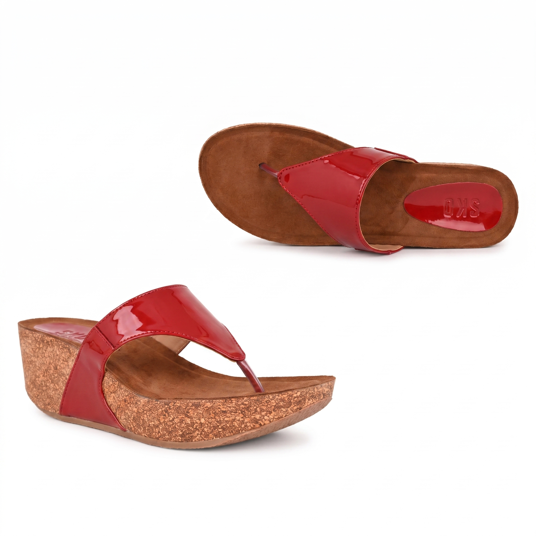 Marbella Cork Wedge in Red