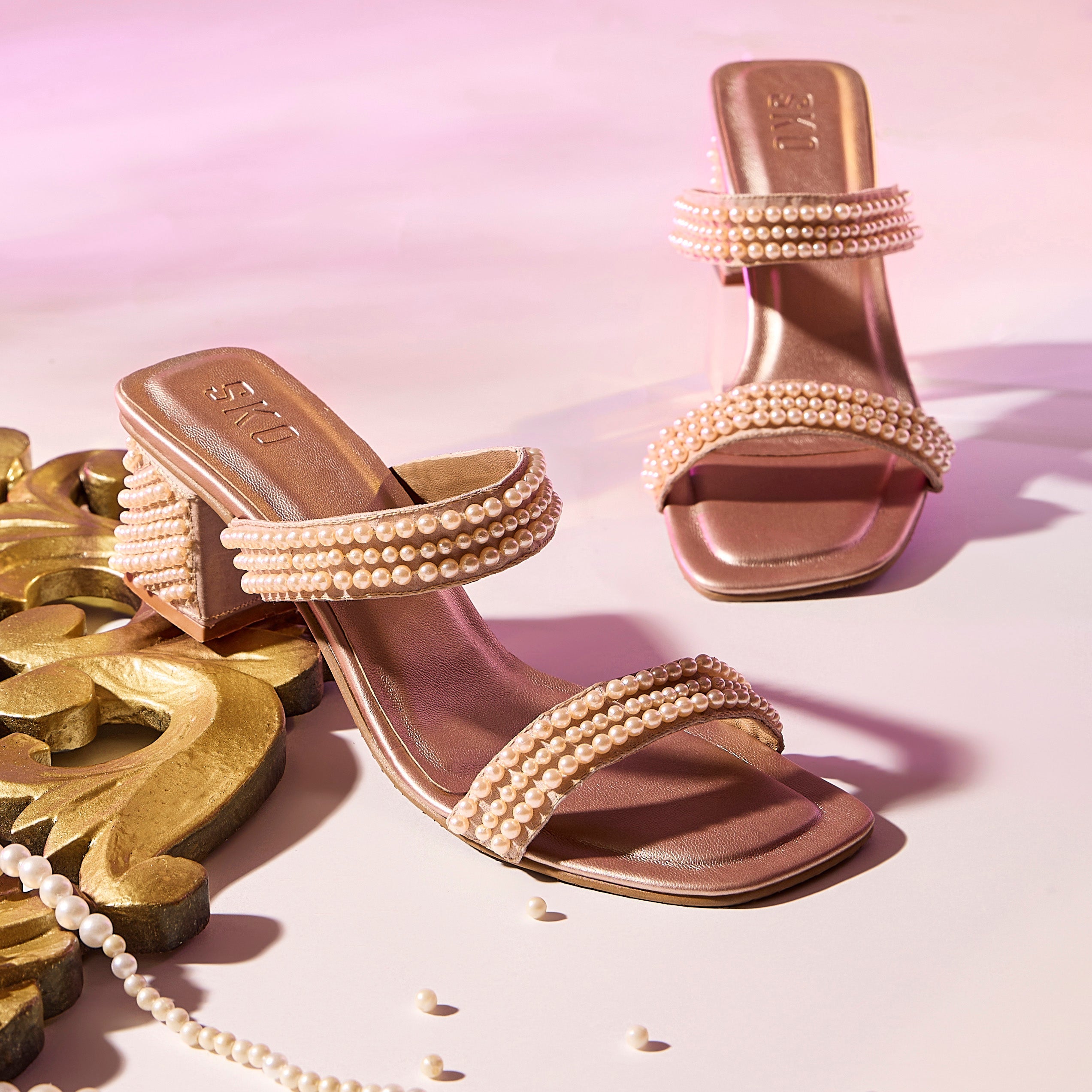 Perla Heels in Rose Gold