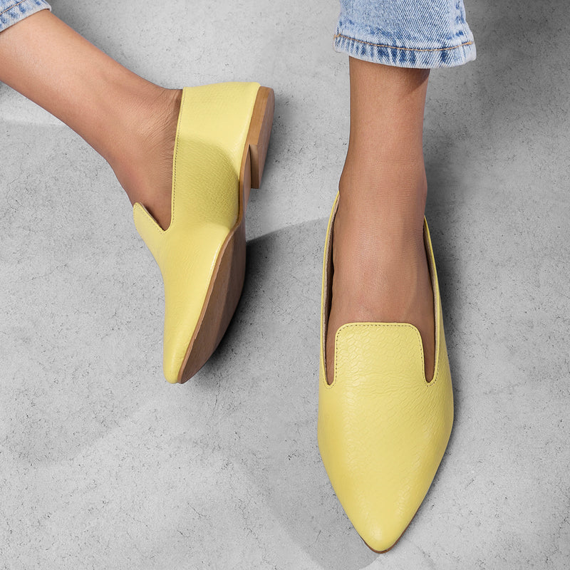 Yellow Textured Loafers