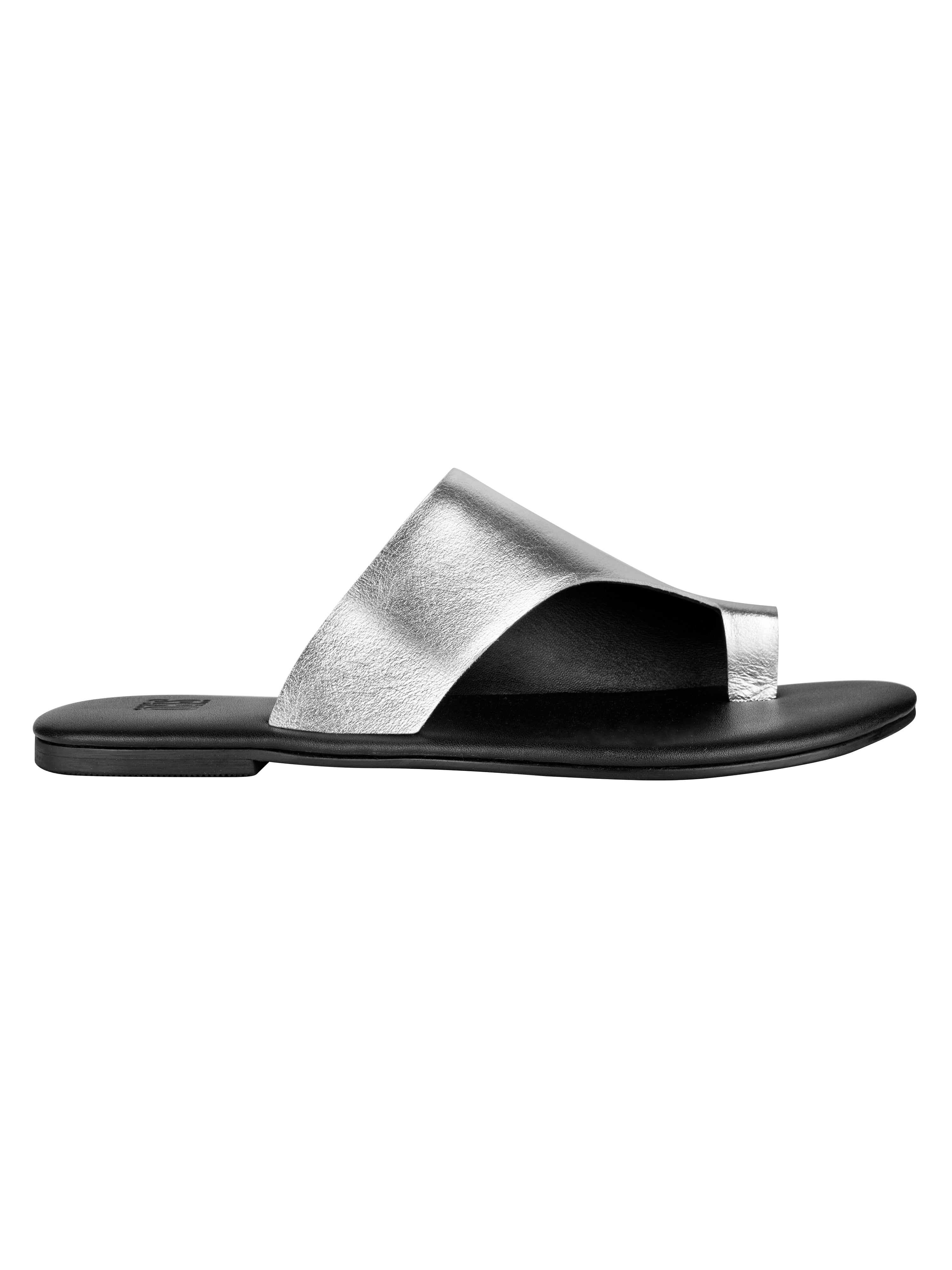 Amalfi Silver Flat Sandals For Women