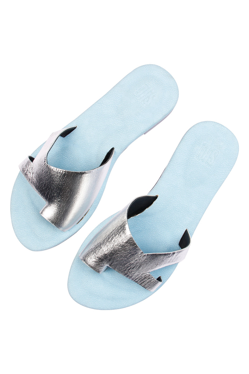 Silver Asymmetrical Sandals