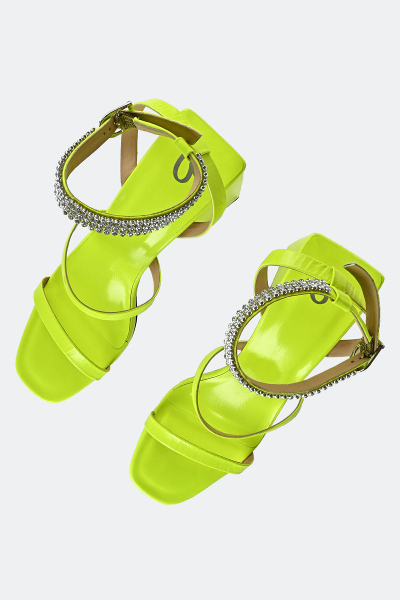 Neon Yellow Strappy Platforms