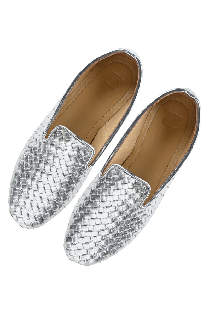 Silver Handwoven Loafers
