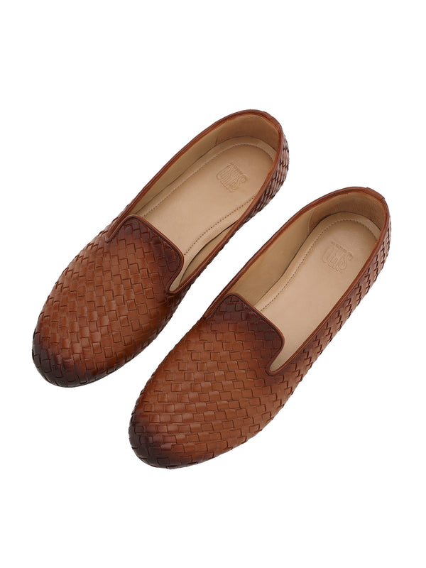 Tan Handwoven Loafers