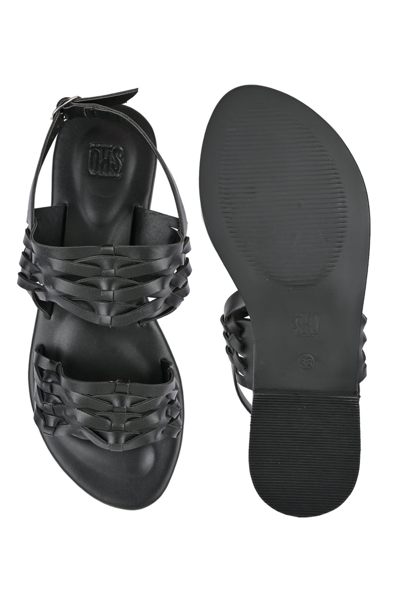 Black Weave Sandals