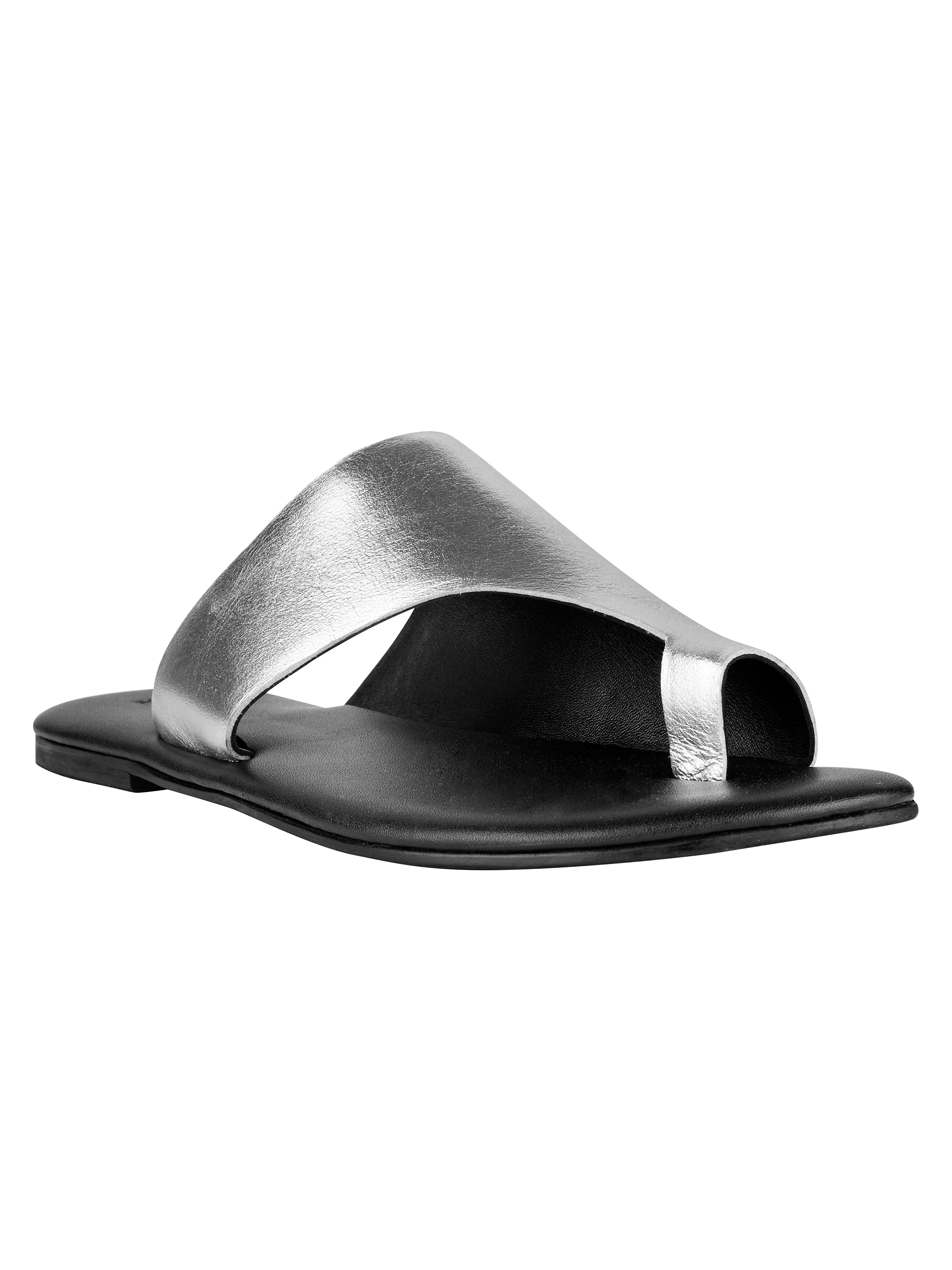 Amalfi Silver Flat Sandals For Women