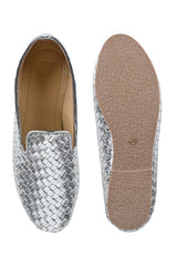 Silver Handwoven Loafers