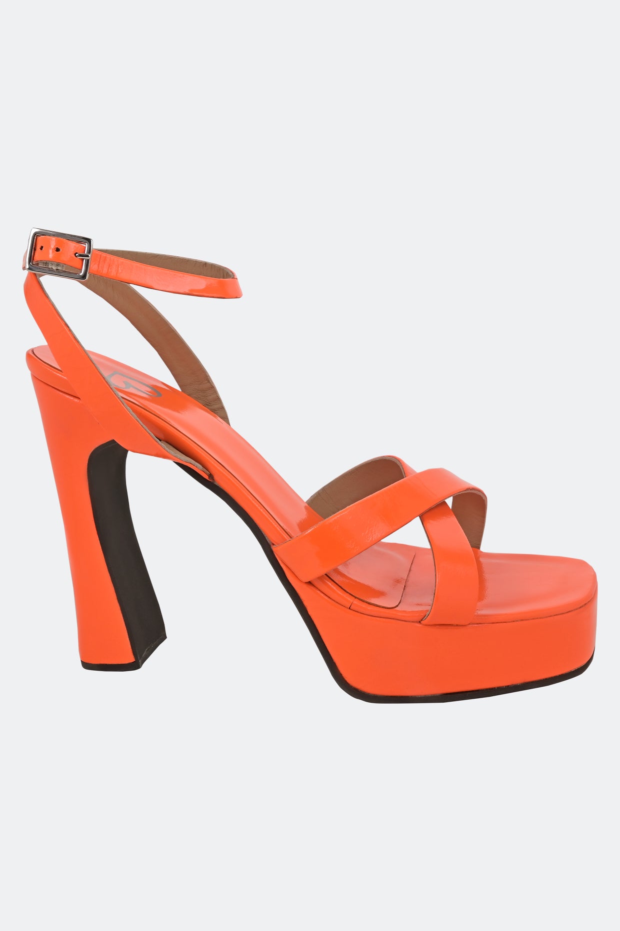 Neon Orange Cross Strap Platform