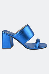 Metallic Blue Two Strap Heels