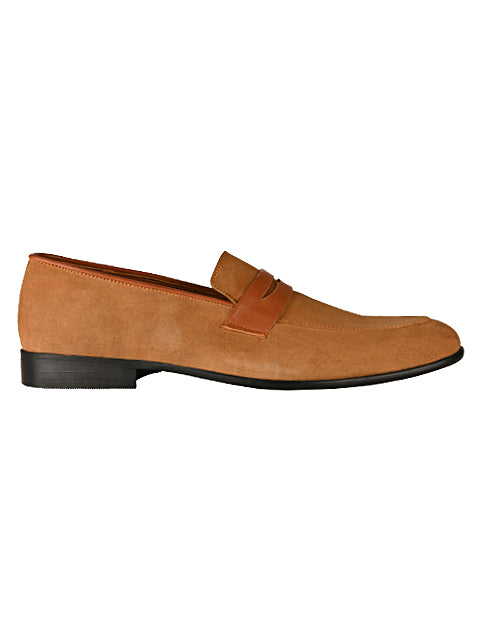 Camel Suede Penny Loafers