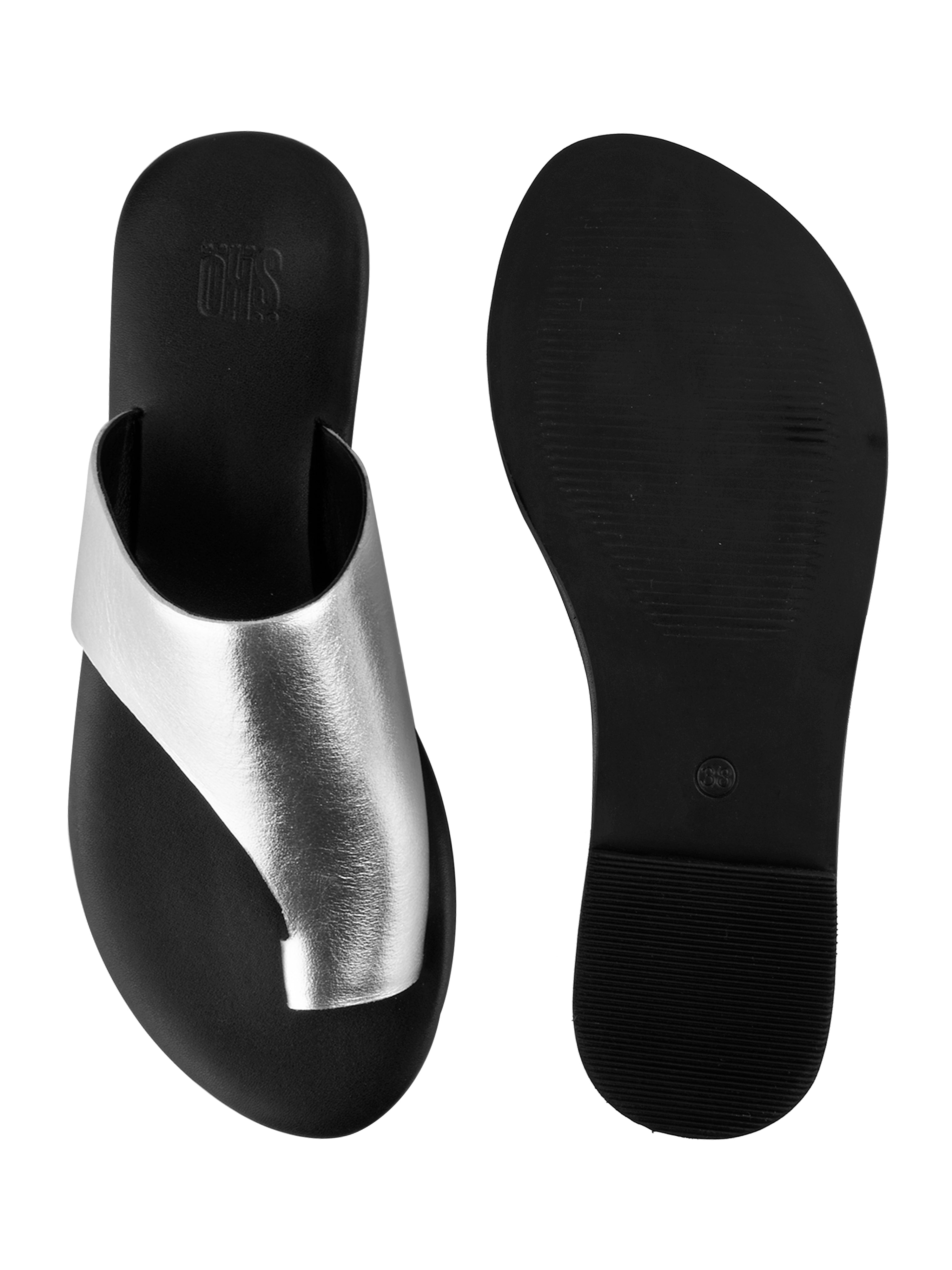 Amalfi Silver Flat Sandals For Women