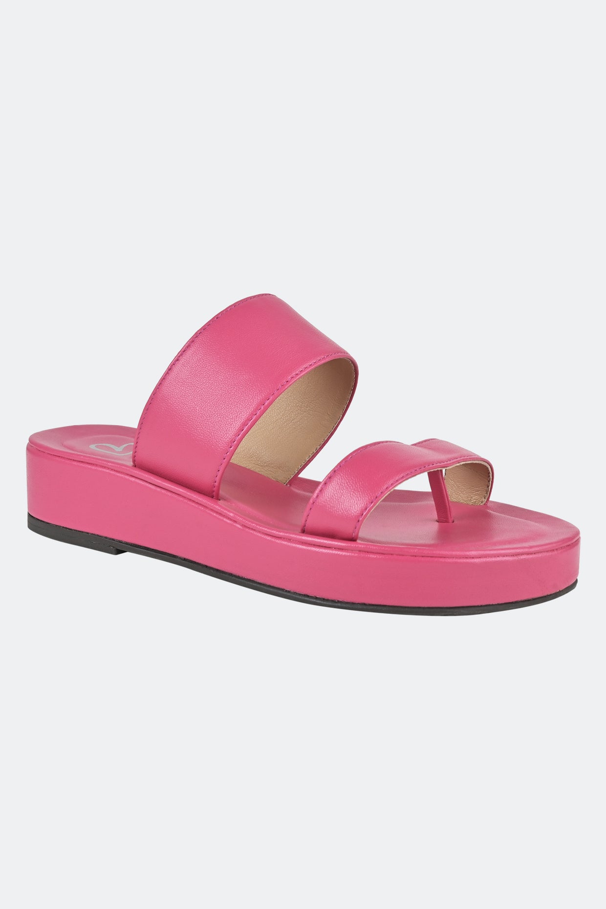 Fuschia Pink Two Strap Flatform