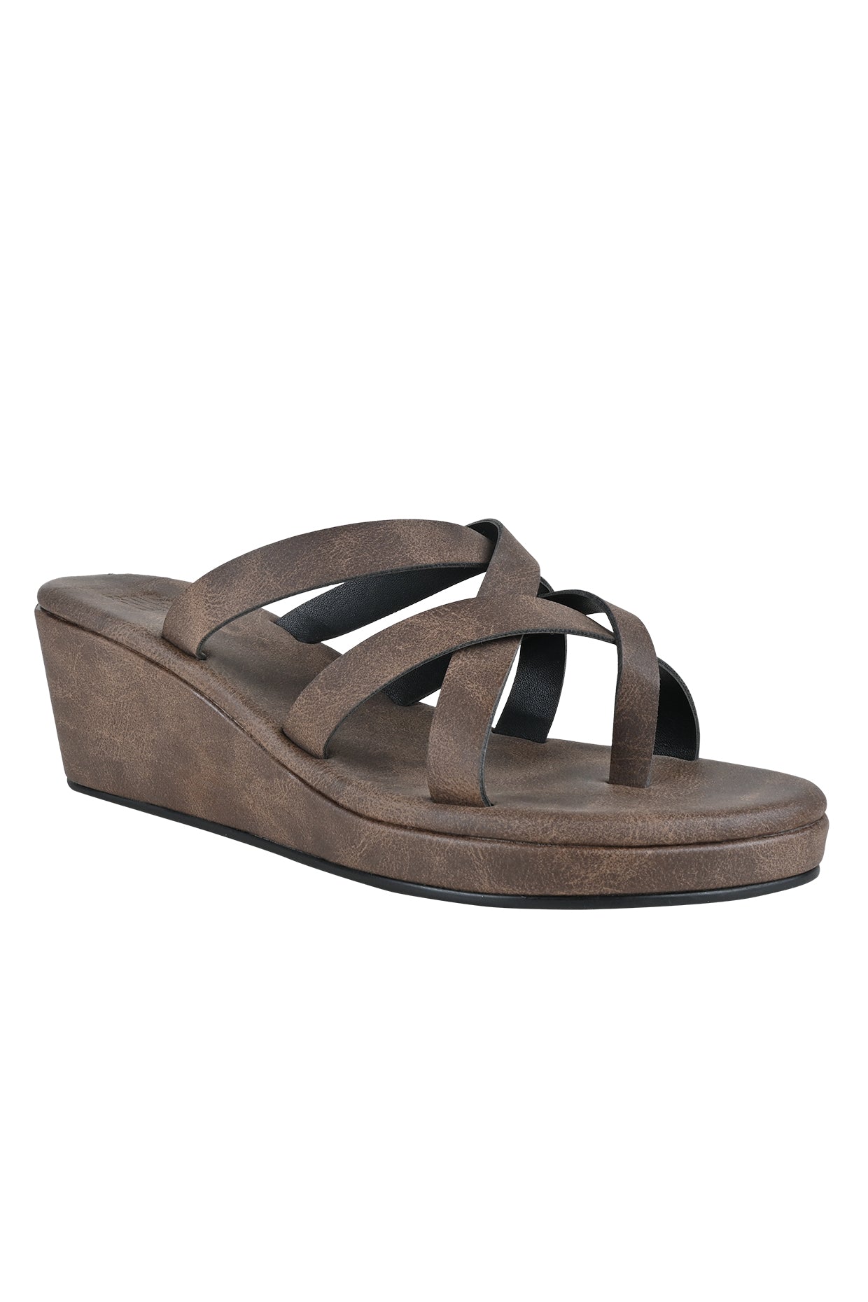 Brown Strappy Wedges For Women