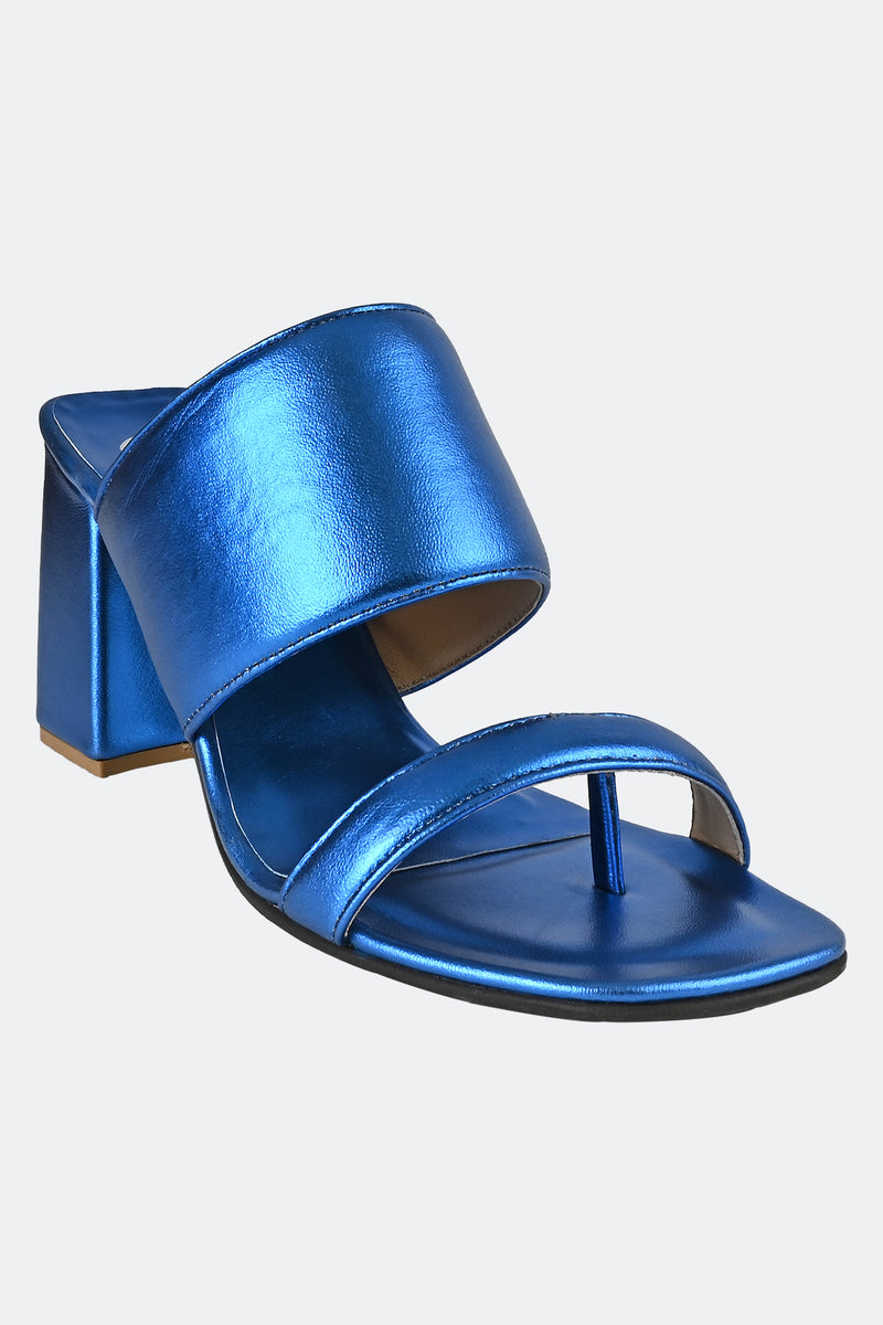 Metallic Blue Two Strap Heels